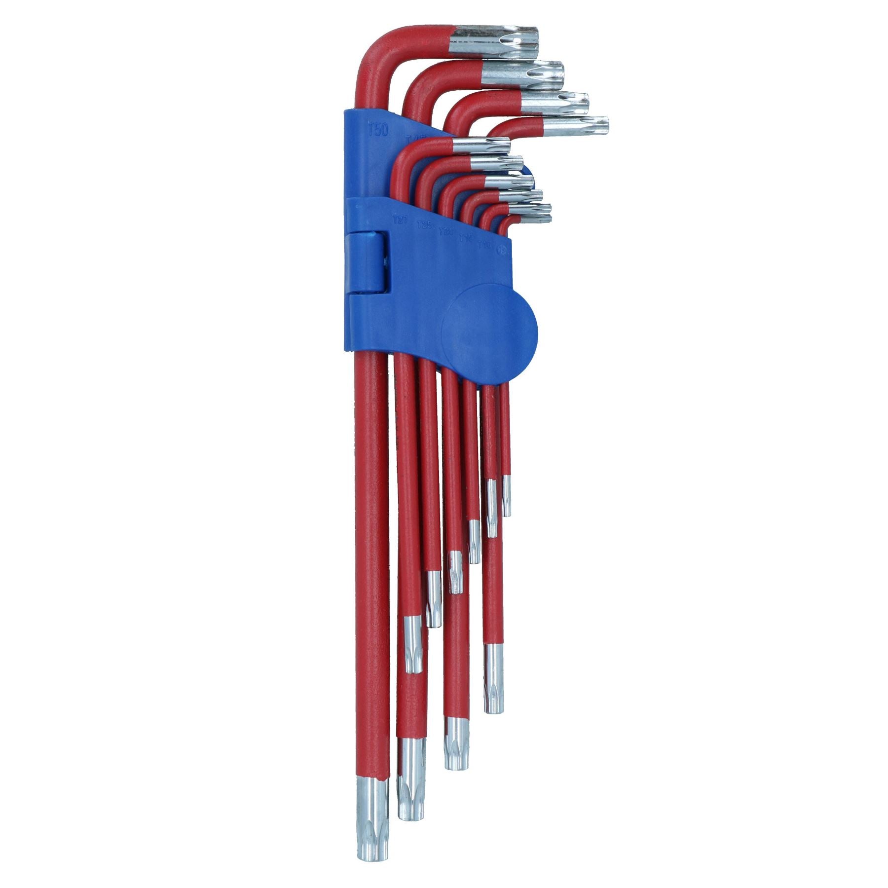 10 Stück farbige extralange Torx-Sternschlüssel mit Halter T9 – T50 Anti-Rutsch-Griffabdeckung