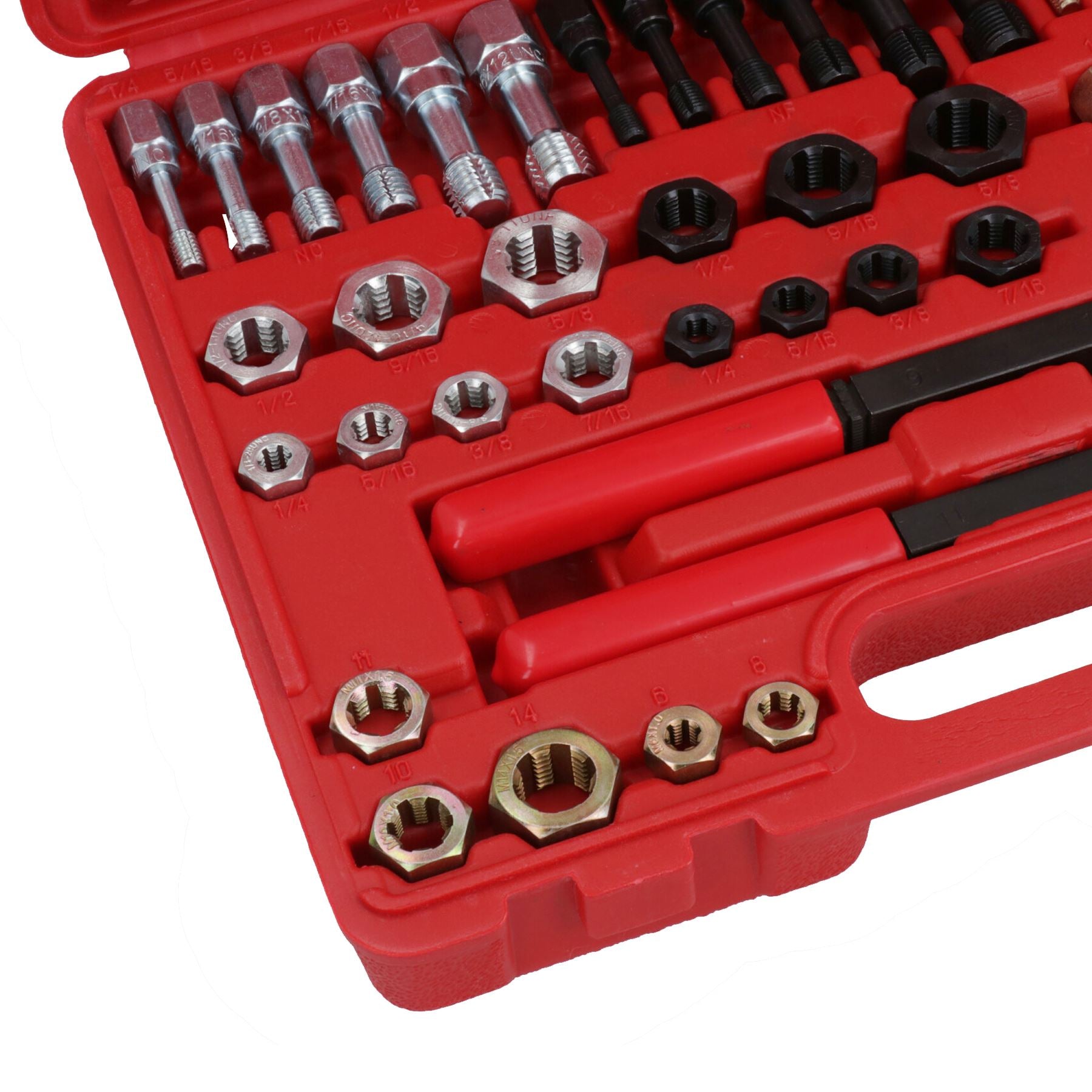 Kit de tarauds et filières de refiletage UNF UNC métriques + impériaux 48 pièces M6 - M14 1/4 po - 5/8 po