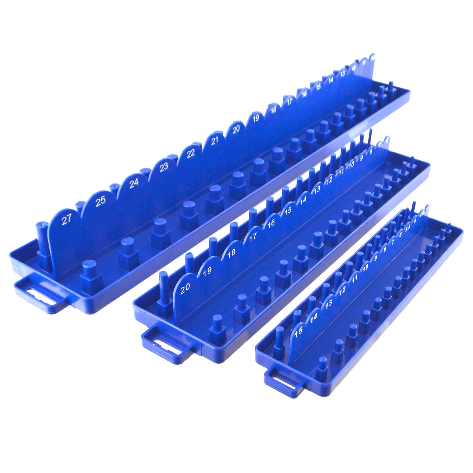 Imperial AF SAE or Metric ABS Plastic Socket Rail Tray Holders 1/4" 3/8" and 1/2" Dr