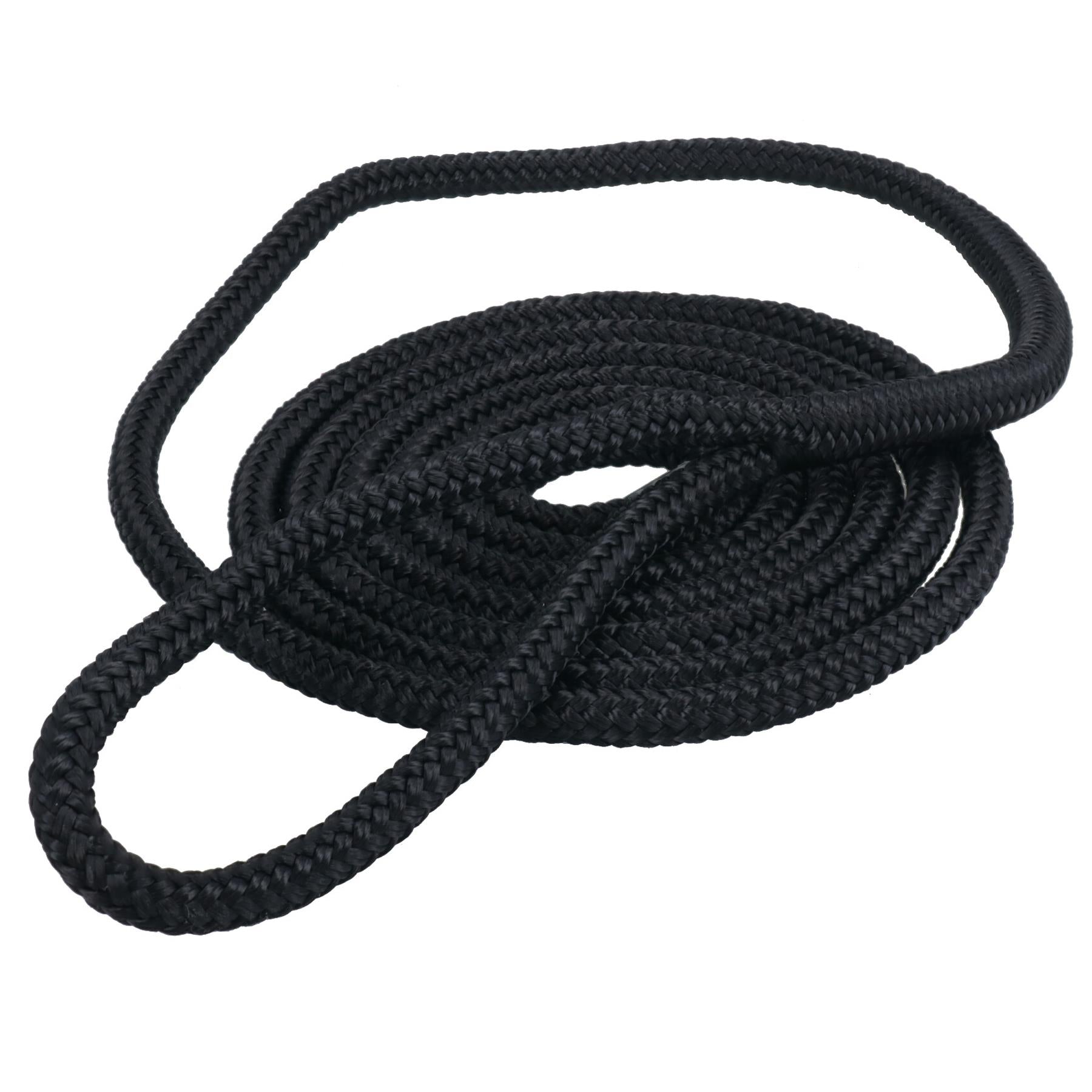 Lot de 10 cordes de défense tressées doubles de 2 m, 8 mm, boucle épissée, noir