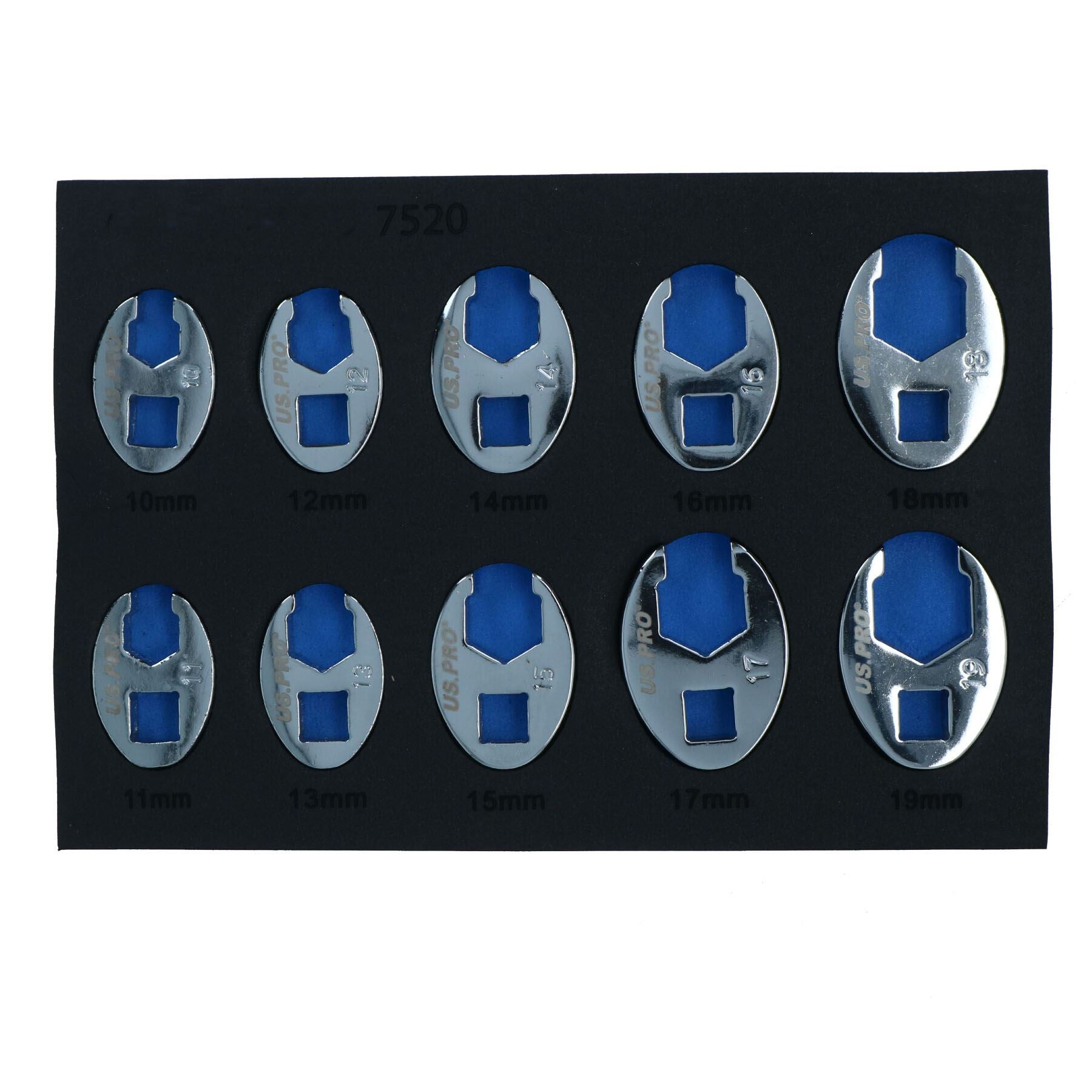 Jeu de clés à molette Crowfeet de taille métrique 10 mm – 19 mm, lot de 10 pièces