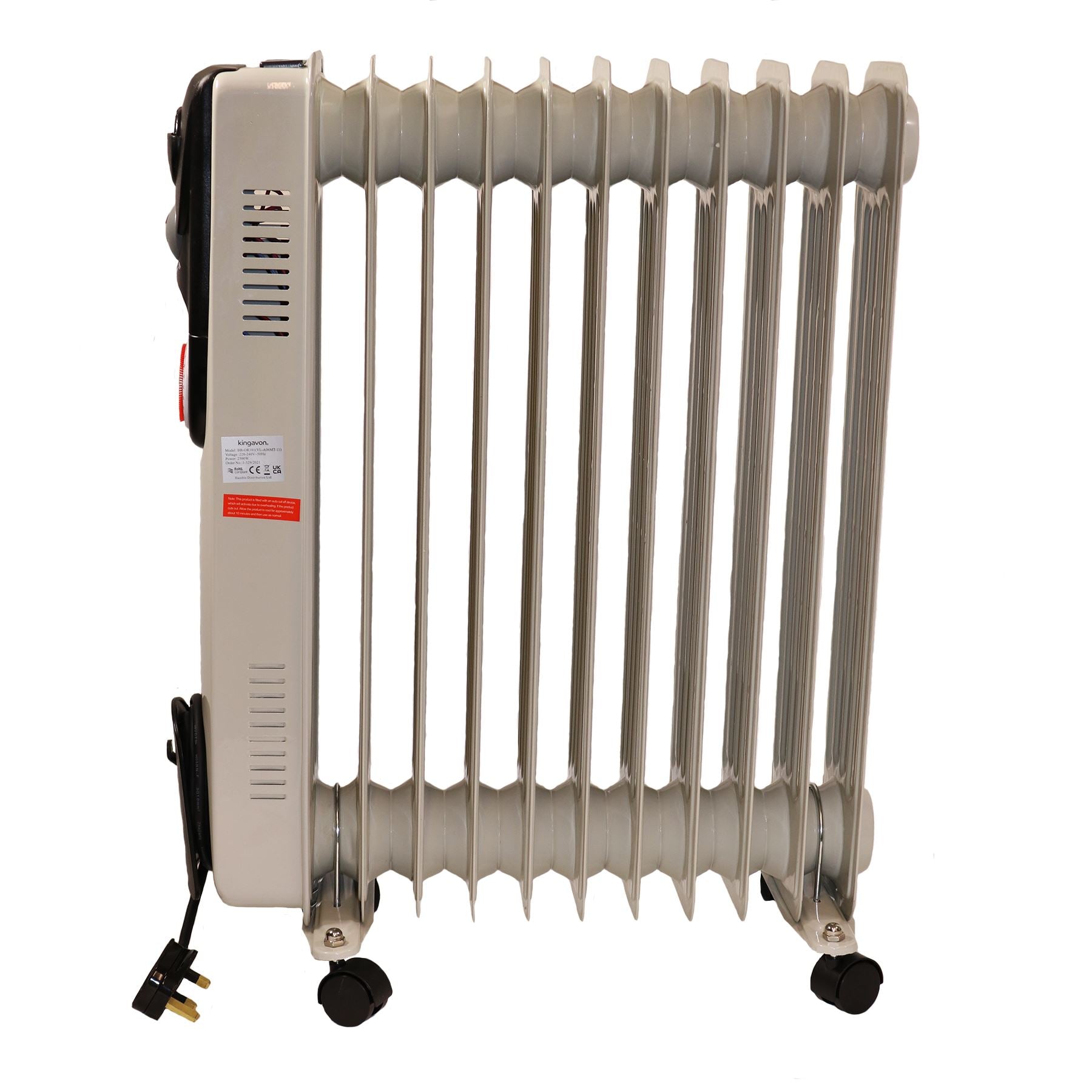 Radiateur électrique portatif rempli d'huile à 11 ailettes de 2,5 kW avec thermostat réglable et minuterie
