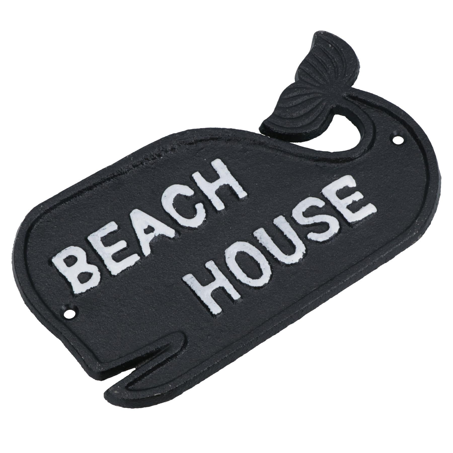 Beach House Whale Sign Cast Iron Sign Plaque Wall Door Fence Gate Post House