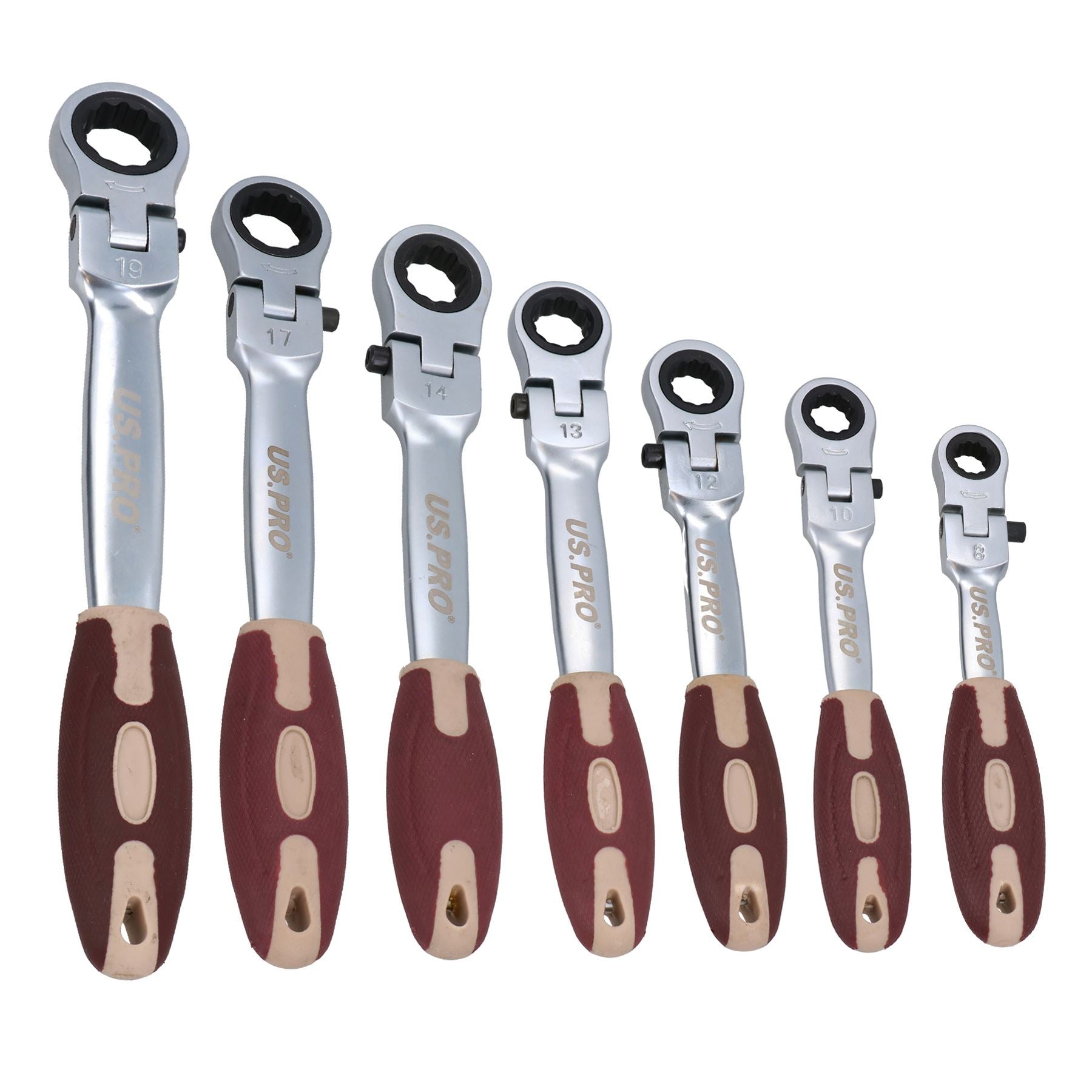 Clé à cliquet à anneau flexible 8 mm – 19 mm 7 pièces Tête verrouillable 72 dents