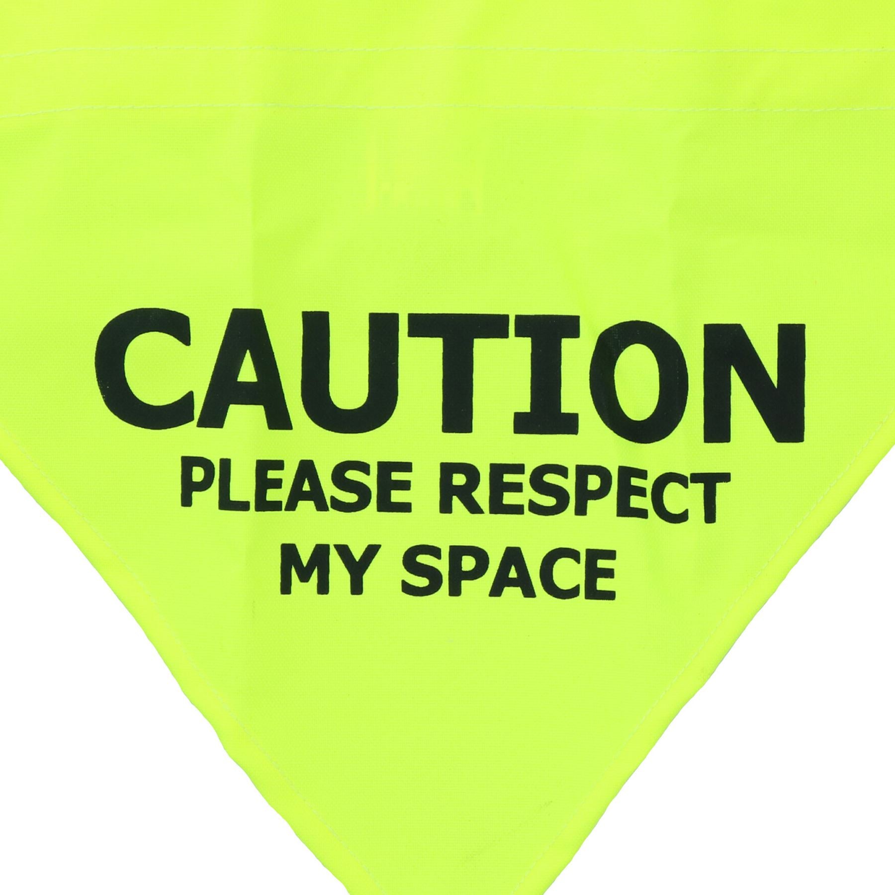 Mittleres/großes, gut sichtbares gelbes „Respect My Space“-Warnhalstuch für Hunde