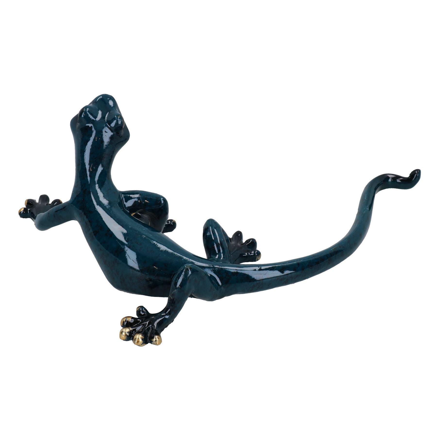 Blaue Gecko-Eidechsen-Kunstharz-Wandskulptur für Schuppen, Dekoration, Statue, kleines Haus-Ornament