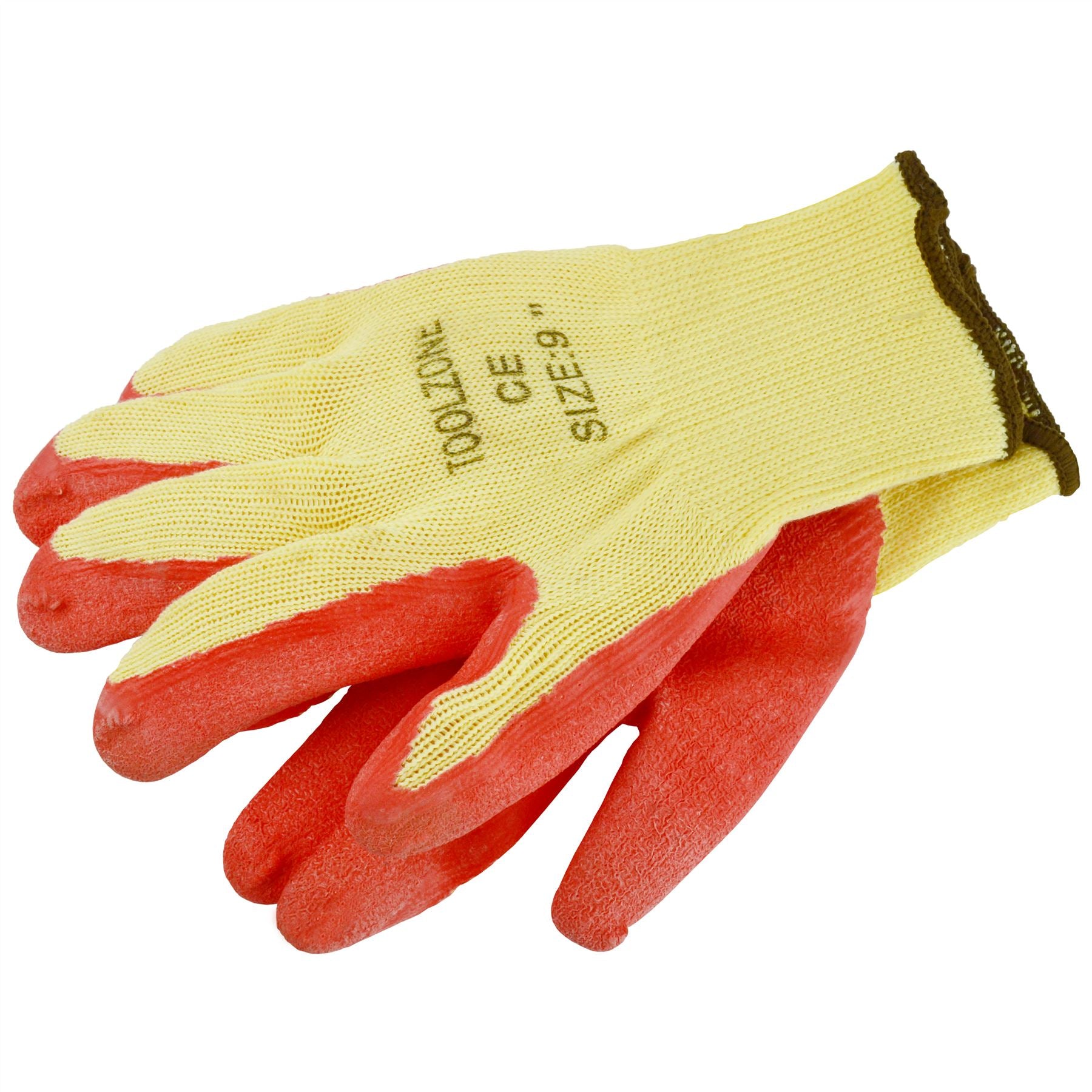 9" Builders Protective Gardening DIY Latex Rubber Coated Work Gloves