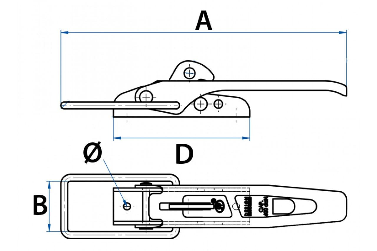 Über-Mitte-Verschluss-Kniehebelklemme, groß, 21 cm, abschließbar, 700 kg Tragkraft