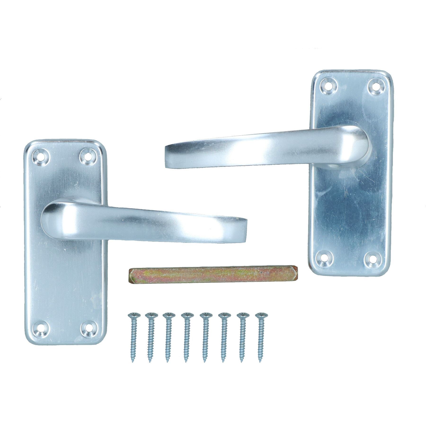 Aluminium Lever Lock Door Handle Handles 100mm x 40mm With Spindle + Fixings