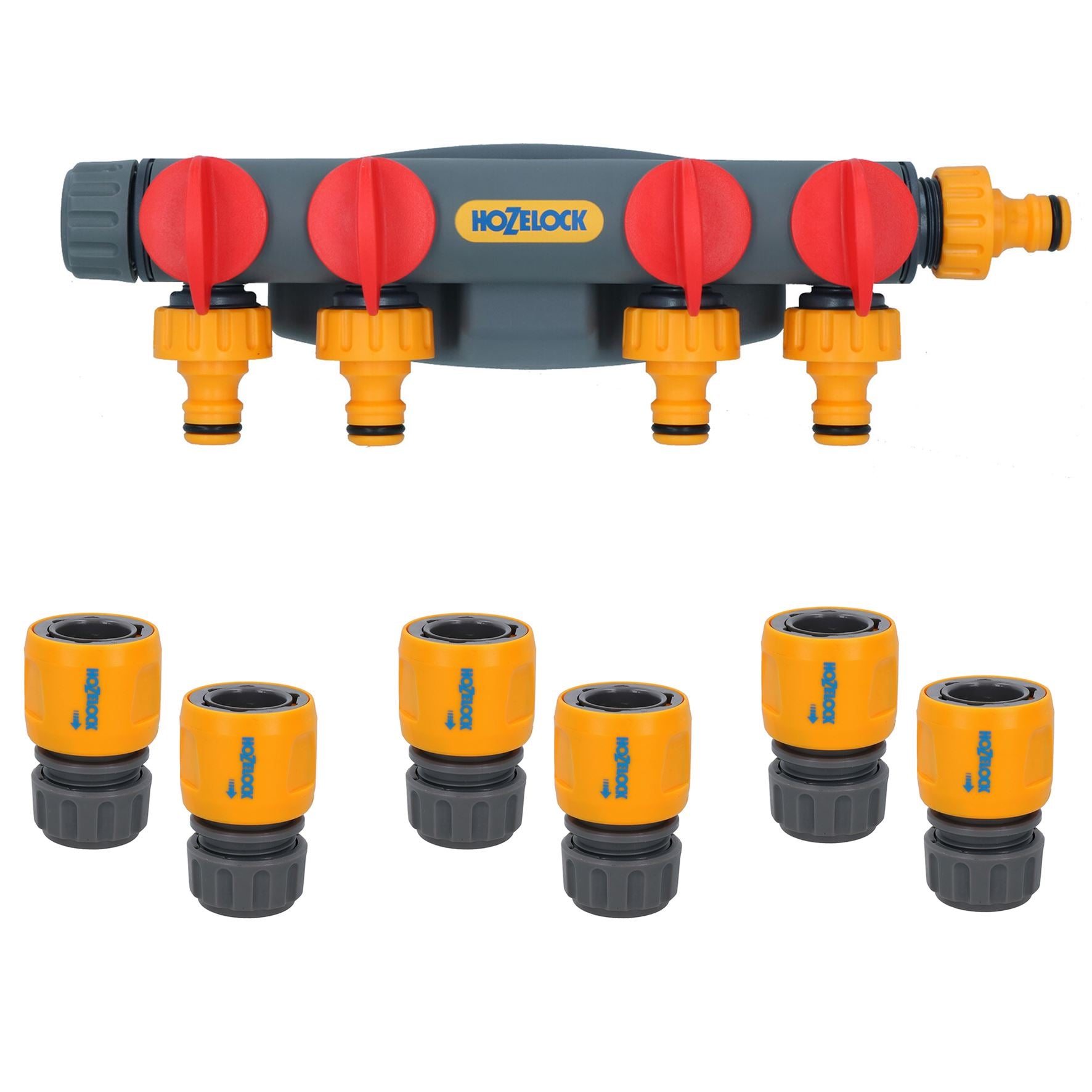 Hozelock 2-, 3- oder 4-Wege-Wasserhahn, Mehrfach-Schlauchverbinder, Bewässerung, Garten, Hof