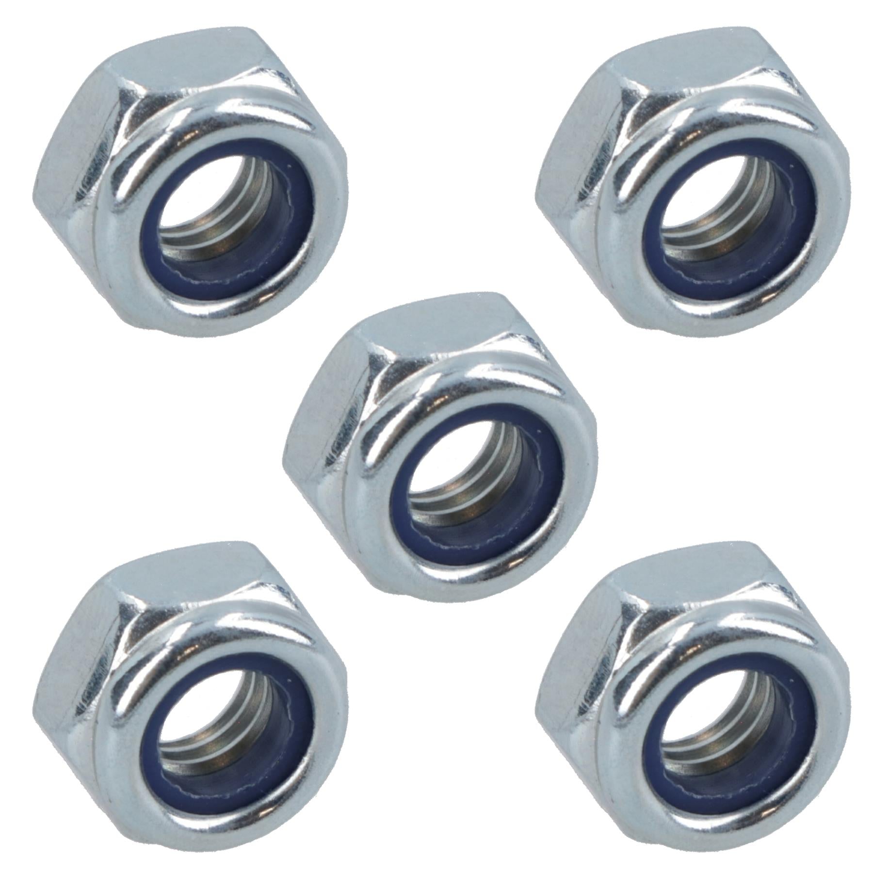 M5 x 0.8mm Nyloc Nut Fastener Hexagonal Metric Nuts Grade 8 Zinc Plated