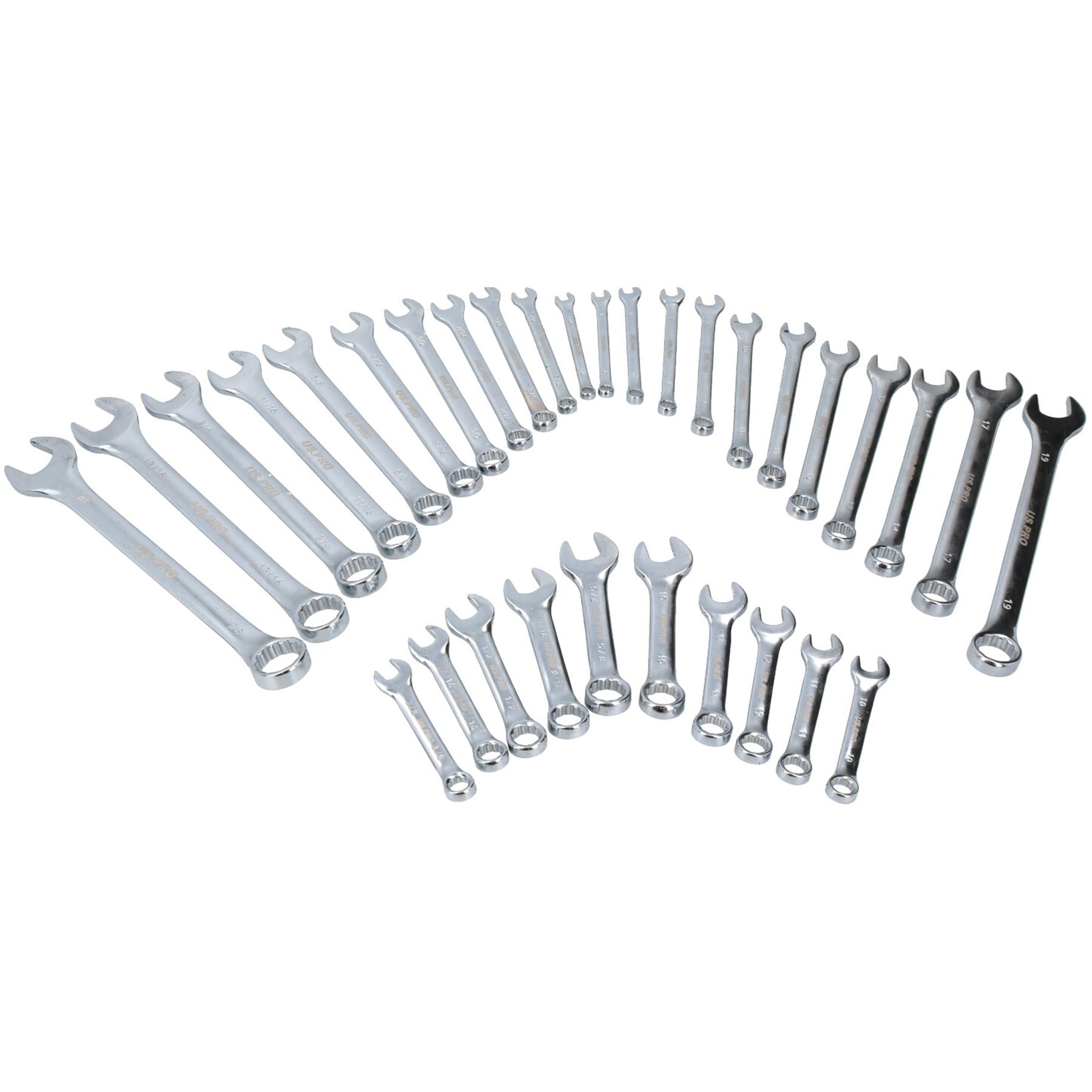 Clés mixtes métriques, MM, impériales, AF, standard + courte, 32 pièces