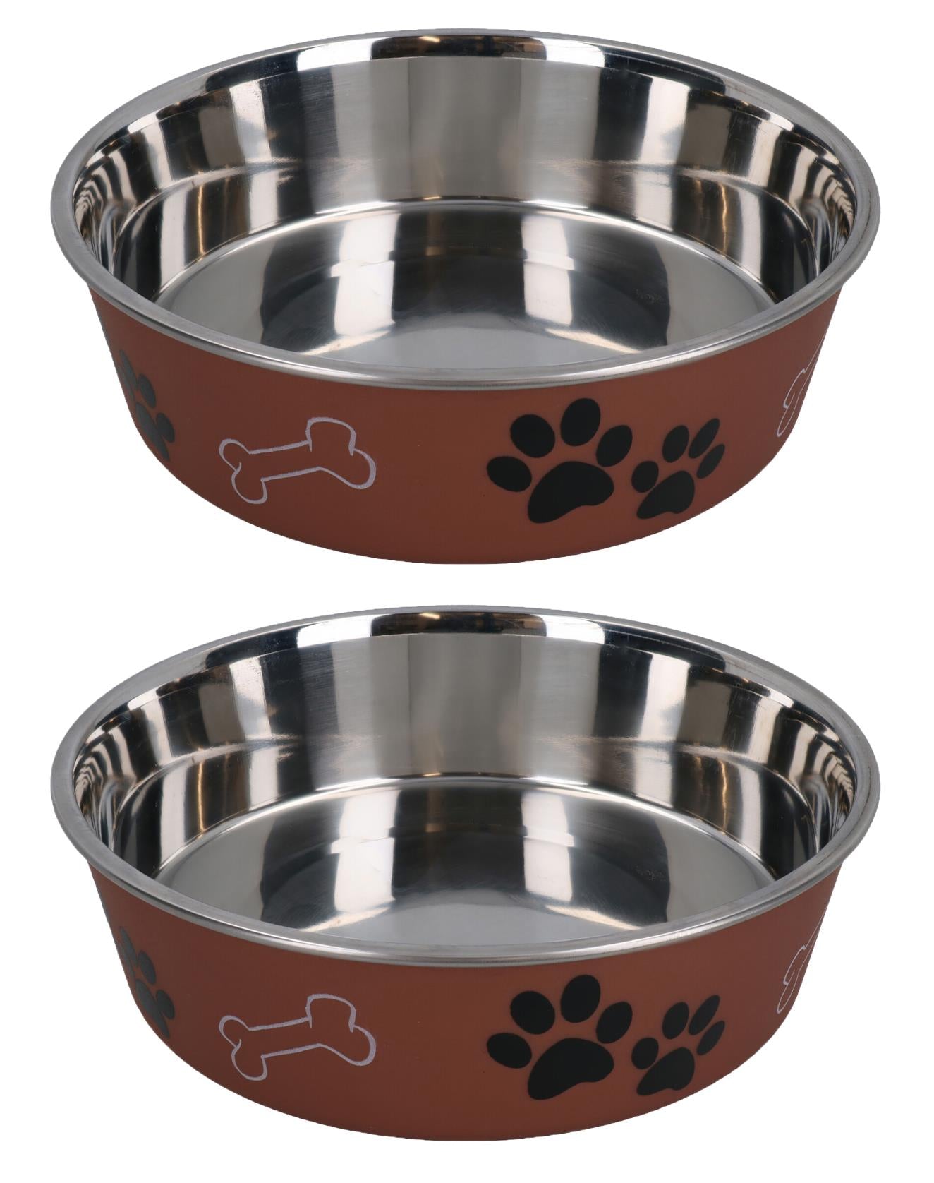 2 mittelgroße Edelstahl-Kupfer-Bella-Schüssel für Hundewelpen, Futter- und Wasserschüssel