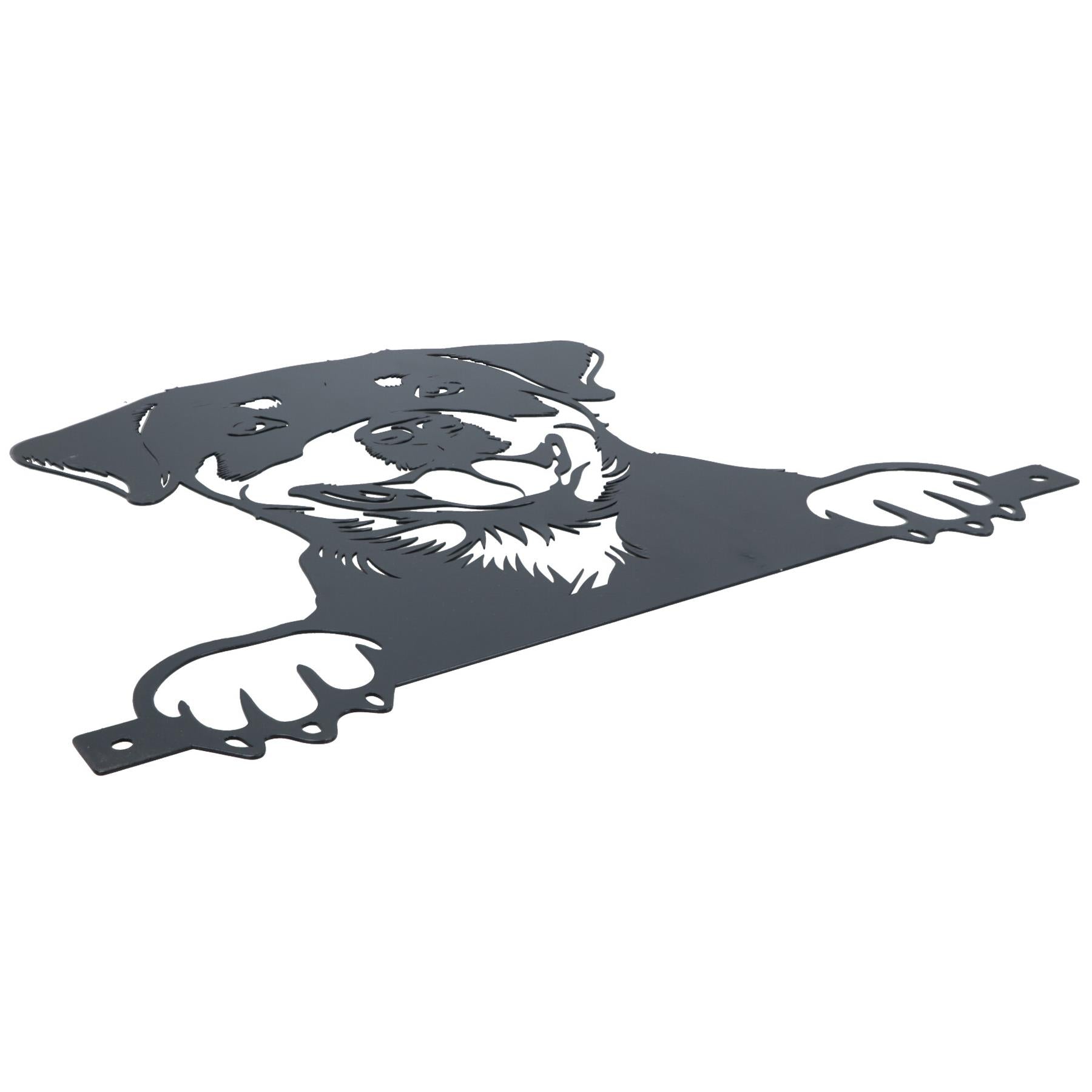Black Metal Peeking Rottweiler Silhouette with Fixing Plate Garden Ornament Gift