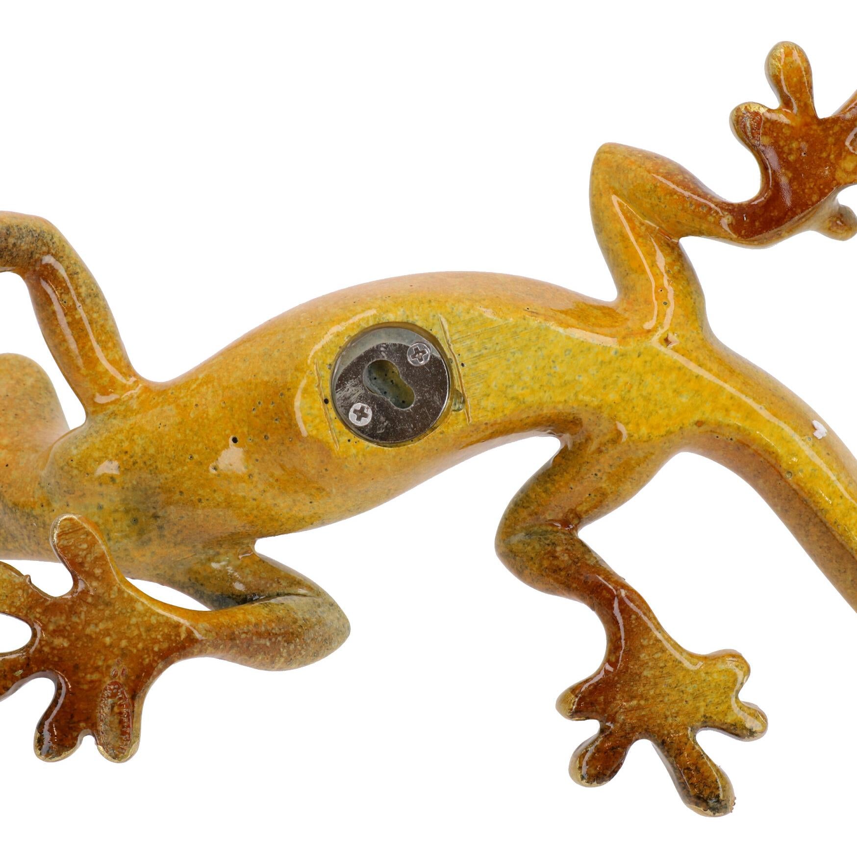 Yellow Speckled Gecko Lizard Resin Wall Shed Sculpture Statue House Large