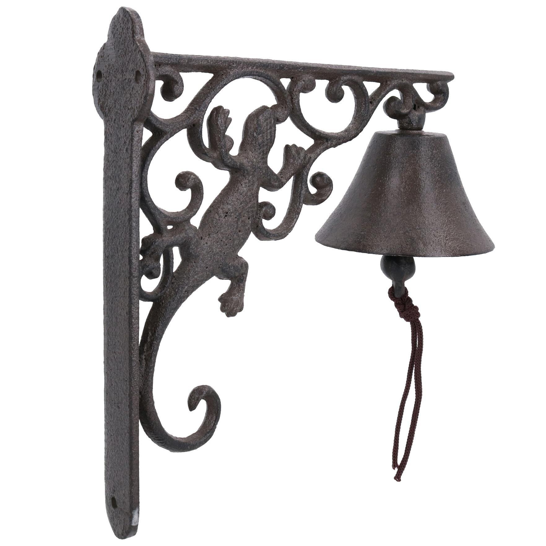 Cloche de gecko / lézard en fonte pour porte, mur, clôture, portail, poteau de maison, porche, jardin