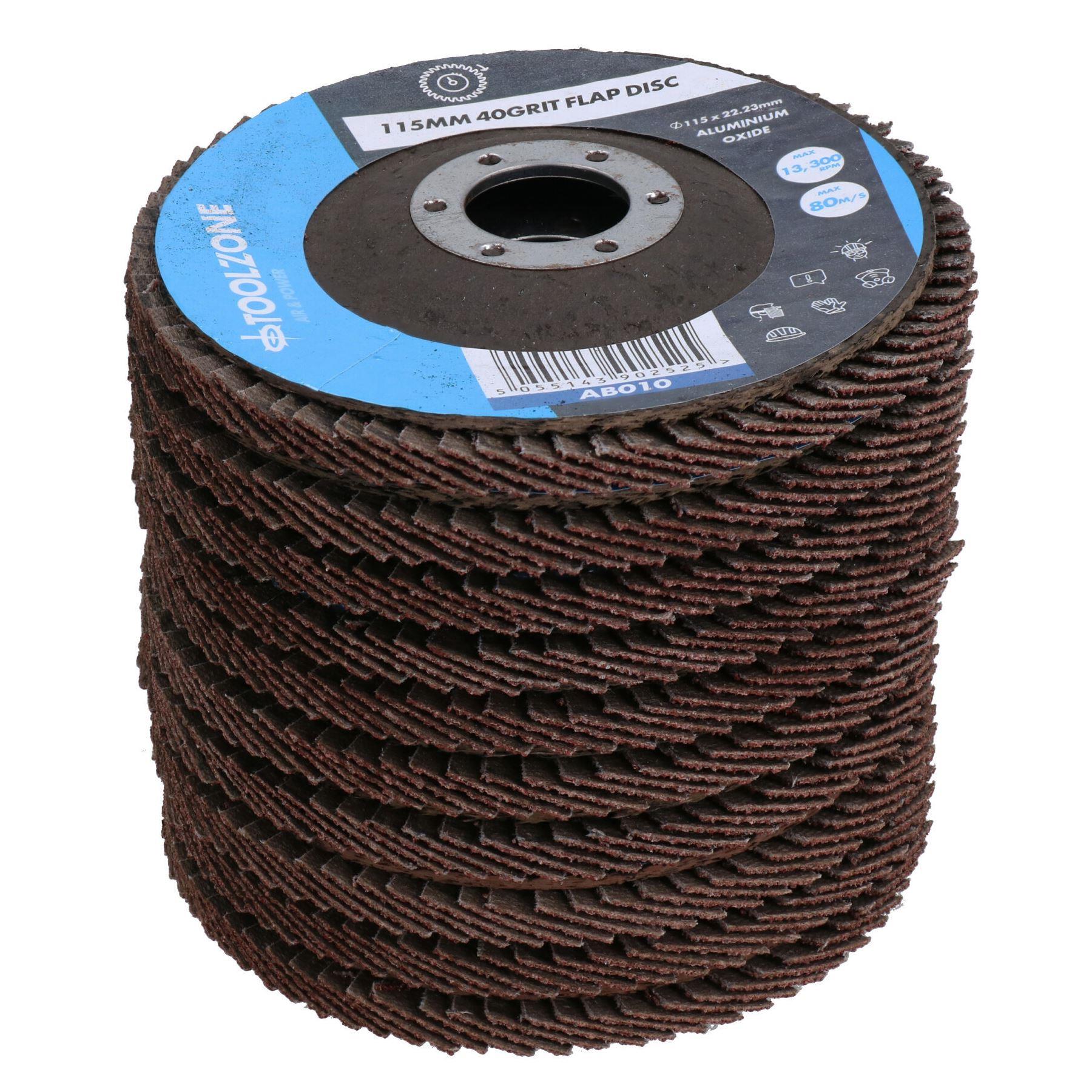 10 x Flap Discs 40 Grit Angle Grinder 4.5" (115mm) Flat Sanding Grinding TE230