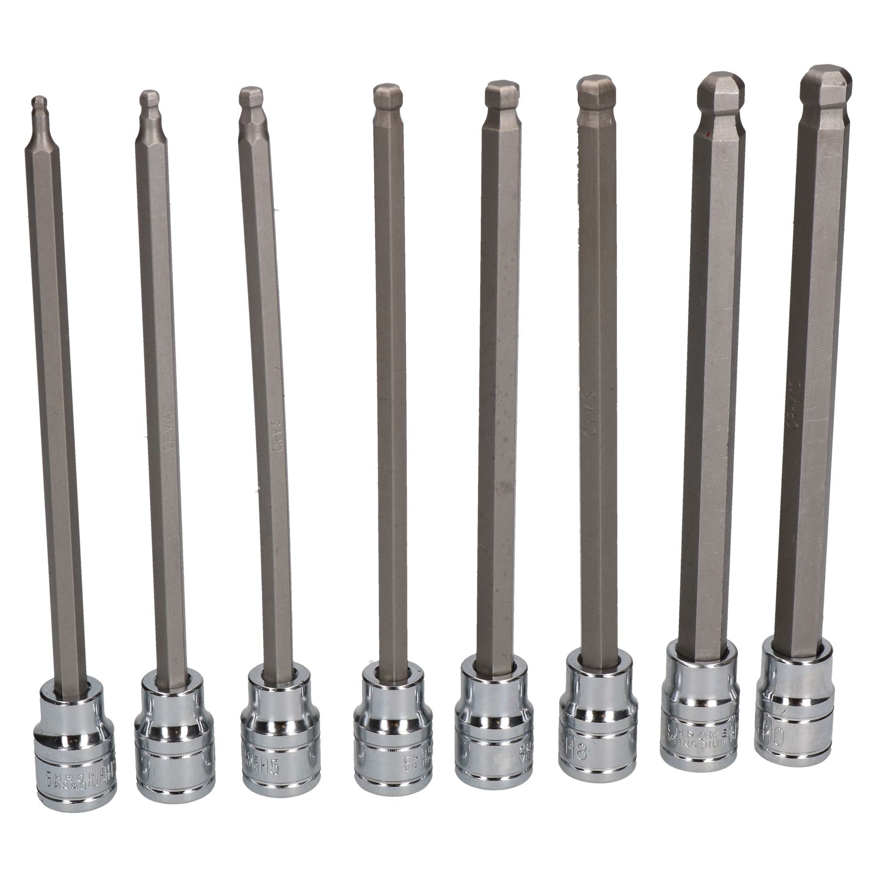 Douilles à tête sphérique Allen extra longues métriques 3/8" 3 mm - 10 mm 8 pièces