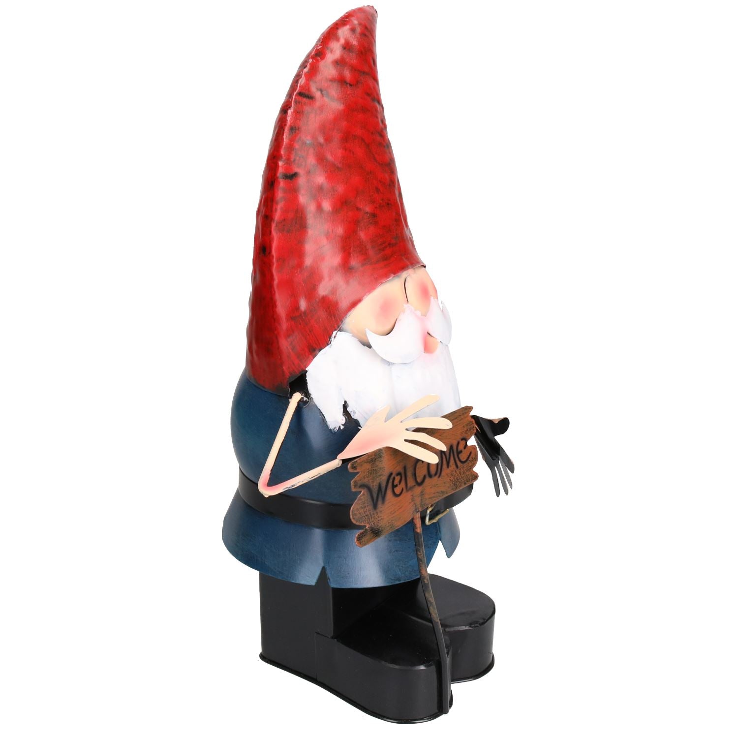 Grand Gnome Welcome Sign Sculpture de jardin Ornement Statue Décoration en métal