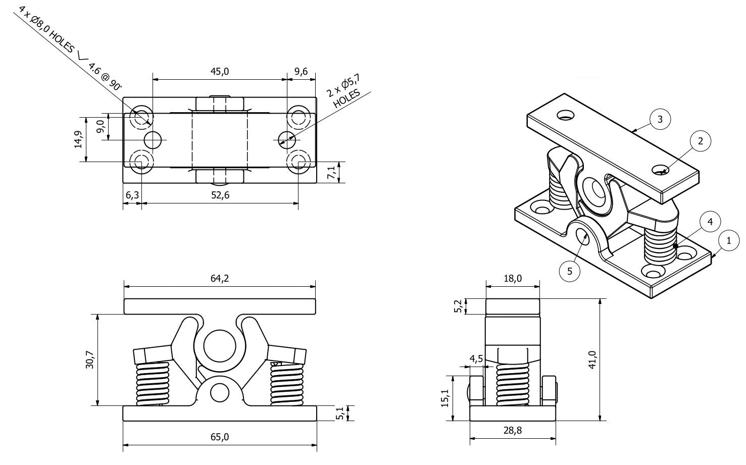 Loquet de retenue de porte à griffes pour caravanes et camping-cars en acier inoxydable, sans traces de rouille