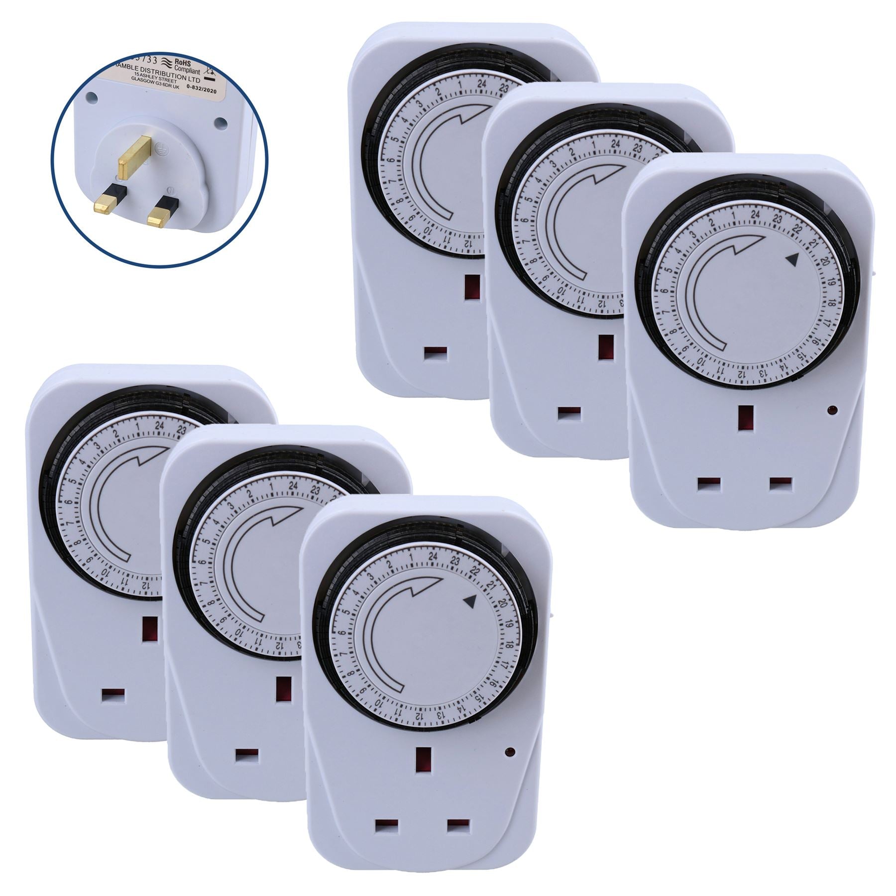 Minuterie secteur 24 heures sur 24, 3 broches, prise de courant, horloge, économie d'énergie pour lampes et lumières