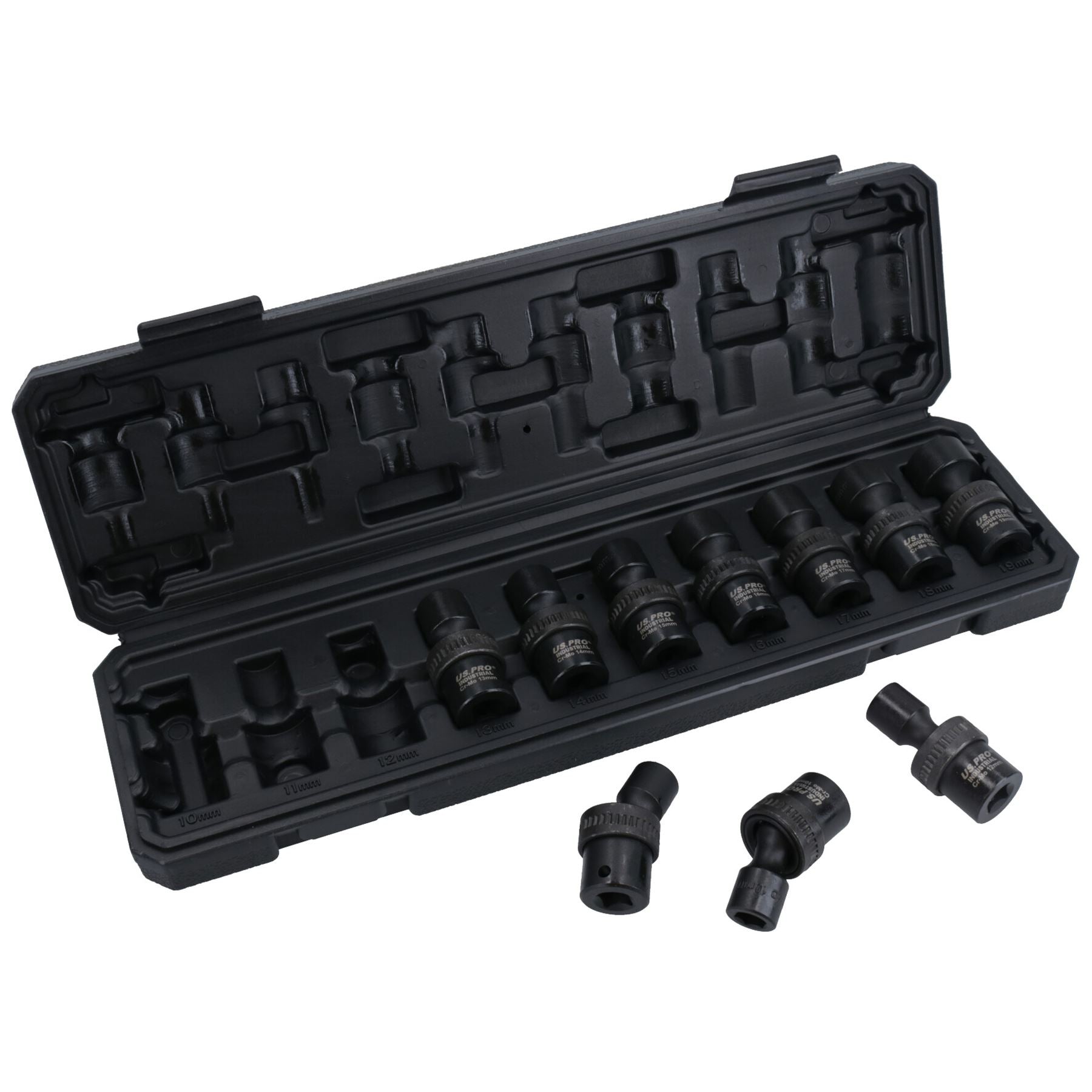 Douilles à chocs pivotantes et peu profondes métriques à entraînement 3/8 po 10 – 19 mm 10 pièces