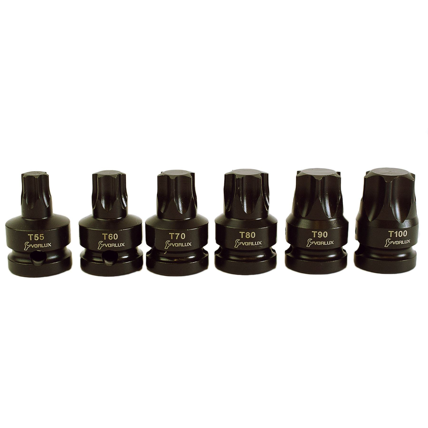 Schlagschrauber-Bit-Steckschlüsselsatz, 1/2 Zoll Antrieb, flach, kurz, Torx-Stern, männlich, T55 – T100, 6-teilig