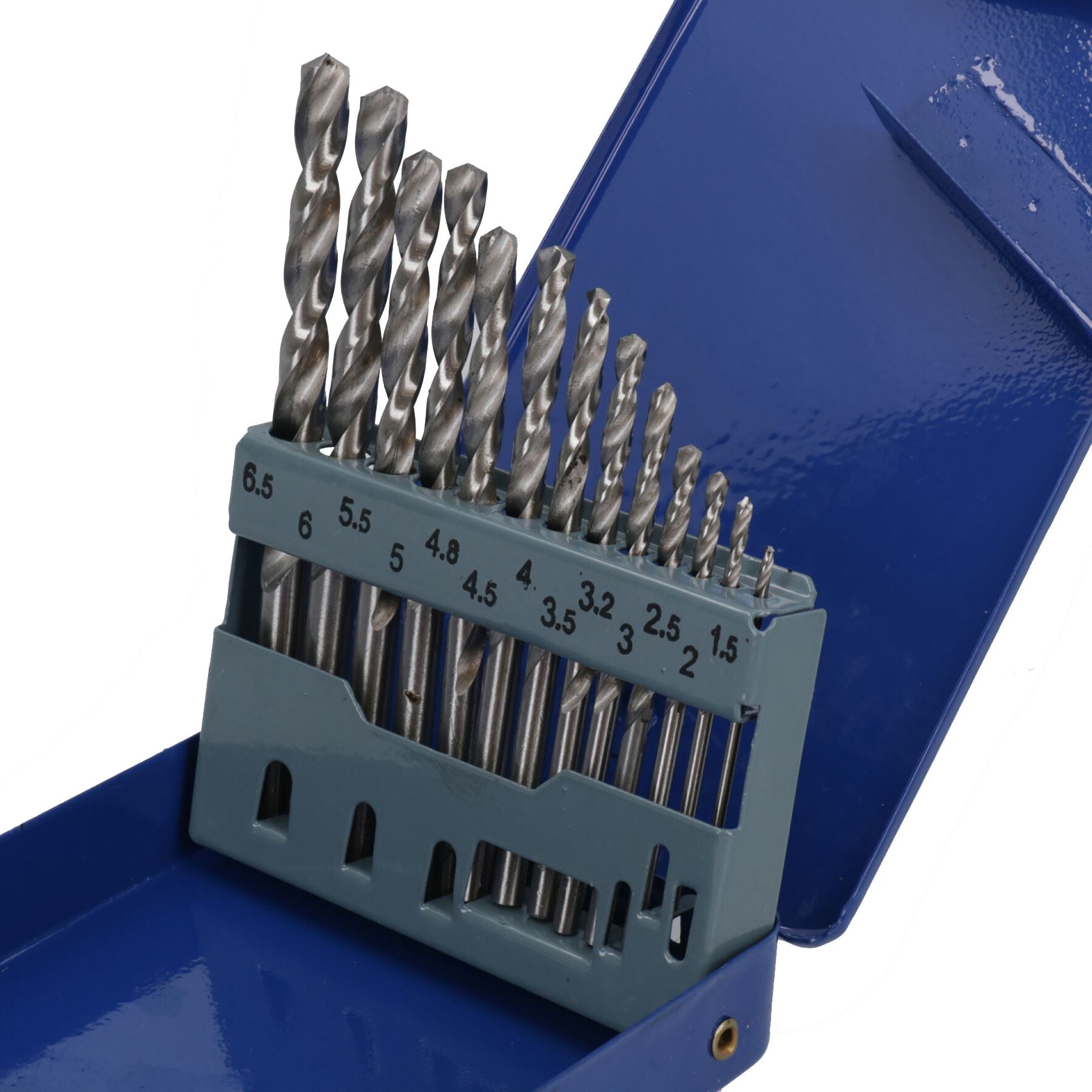 13-teiliges HSS-G-Bohrerset mit metrischem Schlitzbohrer für Metall, Kunststoff und Kupfer, 1,5 – 6,5 mm