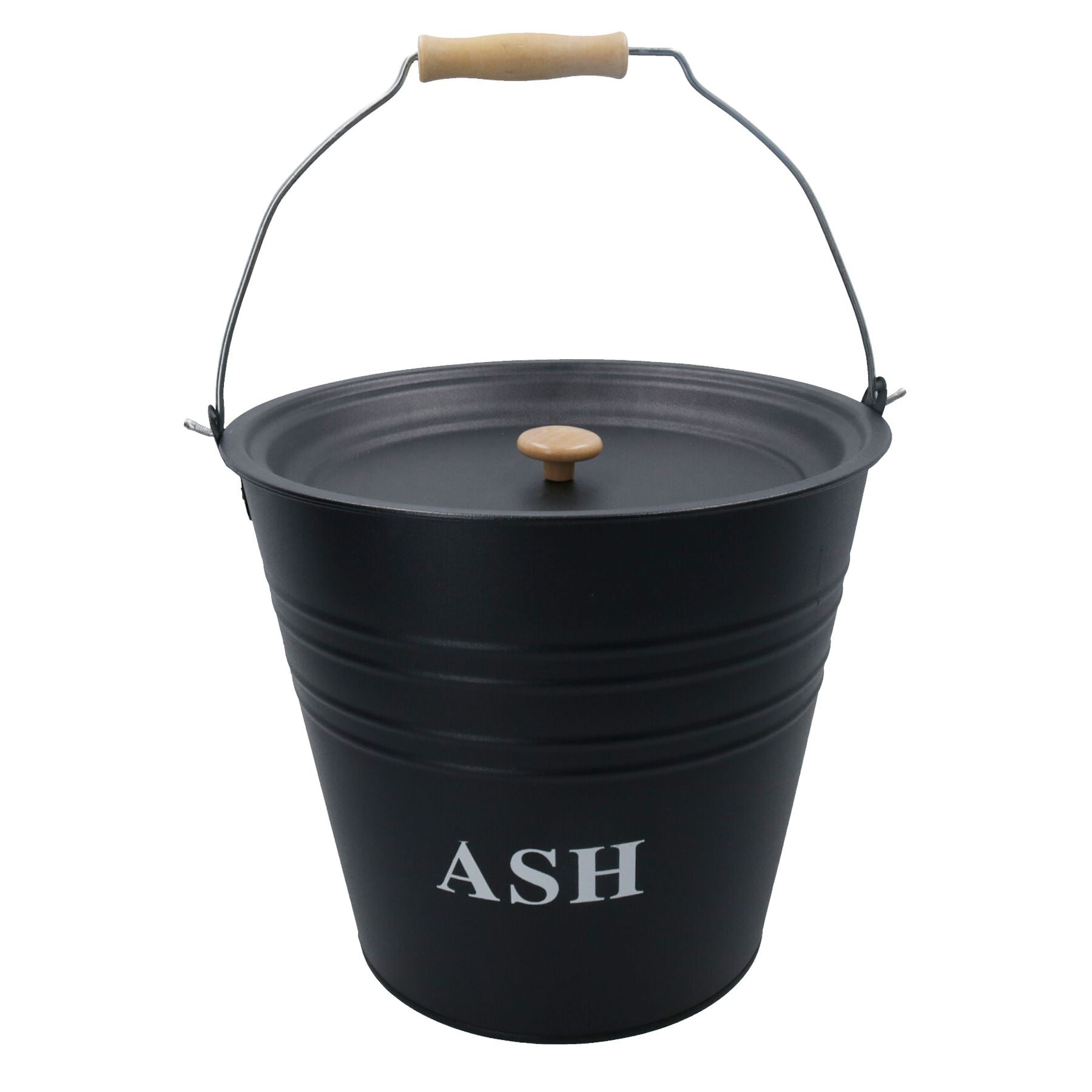 Metal 12 Litre Cap Ash Bucket with Lid Fireplace Fireside Bin Scuttle Holder Coal