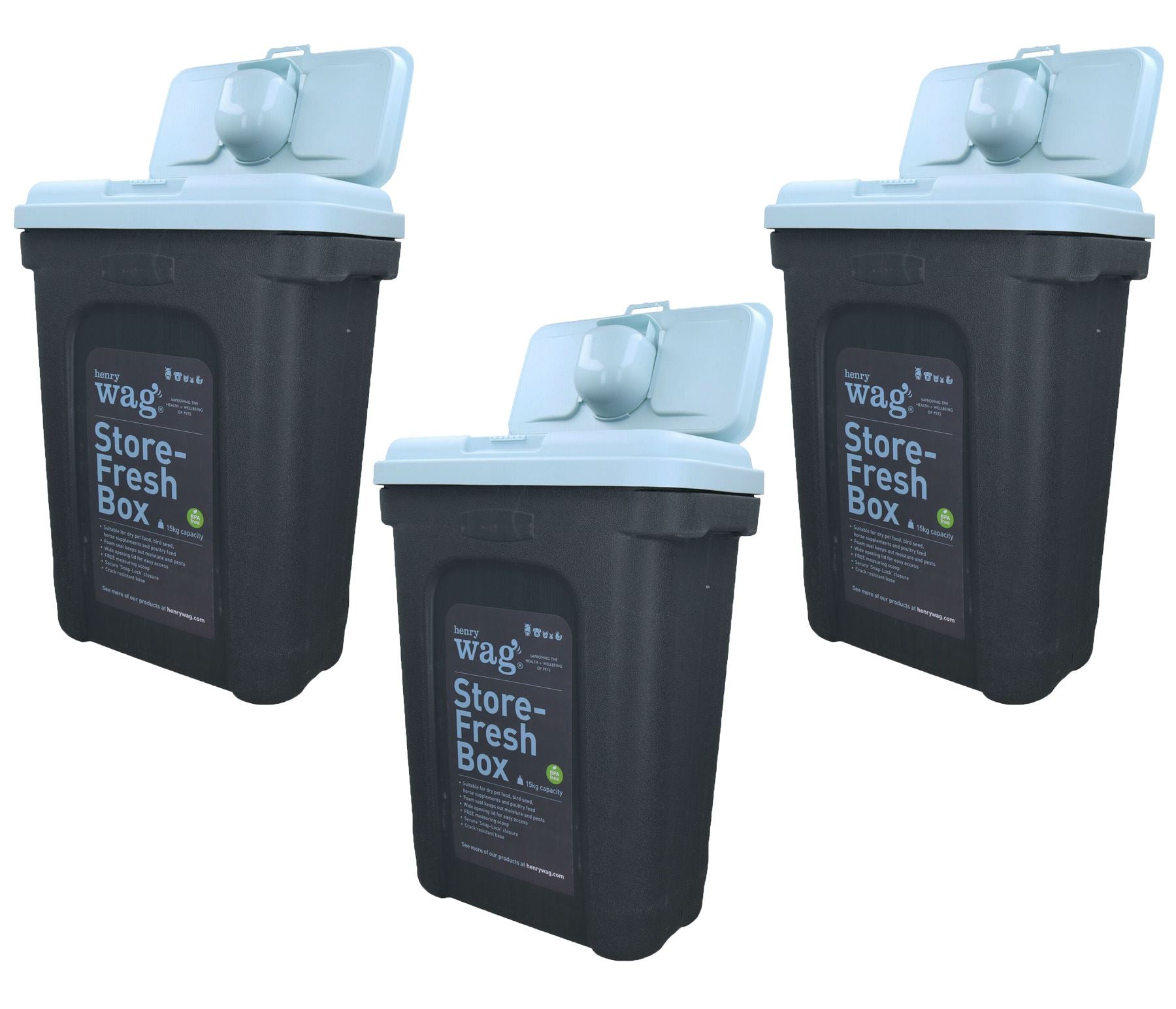 Lot de 3 grandes boîtes de conservation pour aliments frais, bac de stockage pour aliments secs pour oiseaux de compagnie - 15 kg