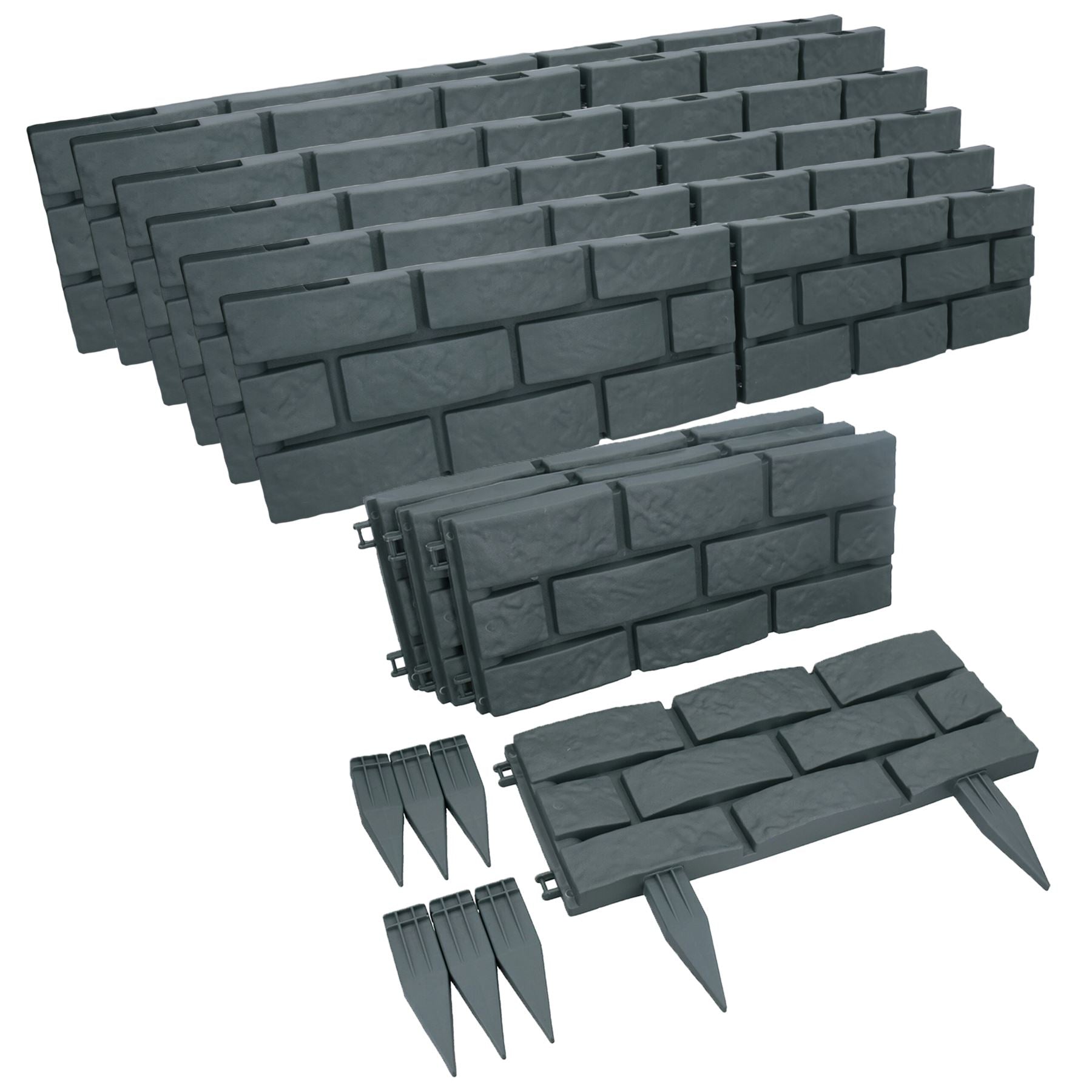 Bordure de jardin en plastique ABS effet brique gris vert
