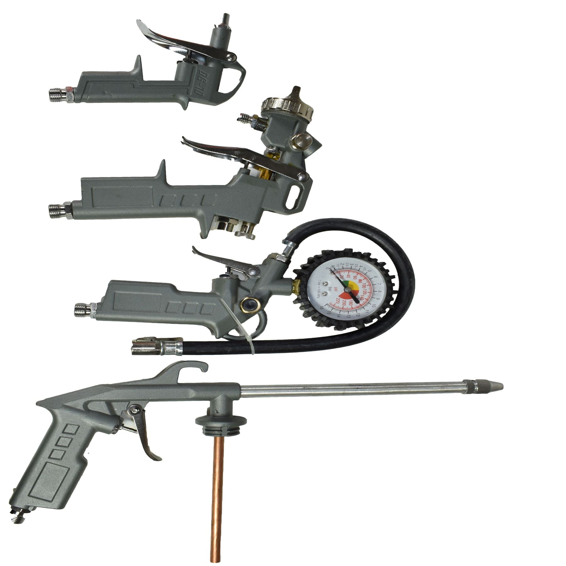Kompressor Luft Zubehör Werkzeug Kit Spritzen Reifen Aufpumpen Schlauch Blaspistole 5pc Set