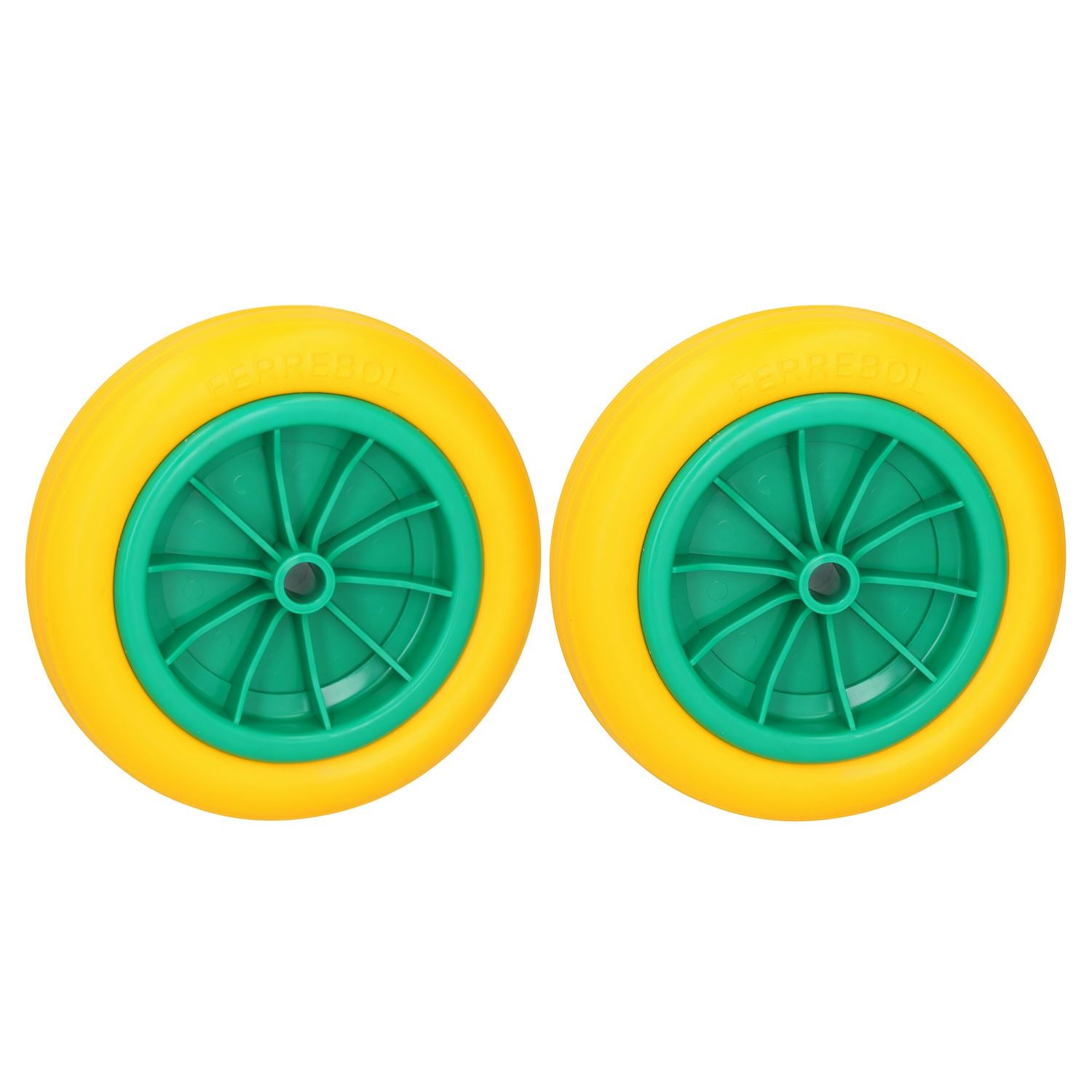 Pneu en caoutchouc solide de 10 po pour diables, brouettes, chariots, centre de 20 mm, 2 pièces