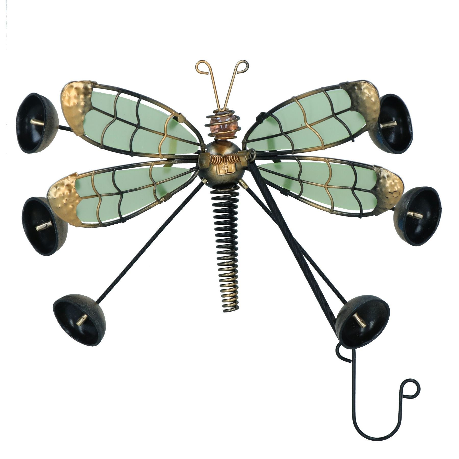 Clochette flottante en métal et verre avec ailes de libellule qui brille dans le noir, décoration de jardin pour la maison