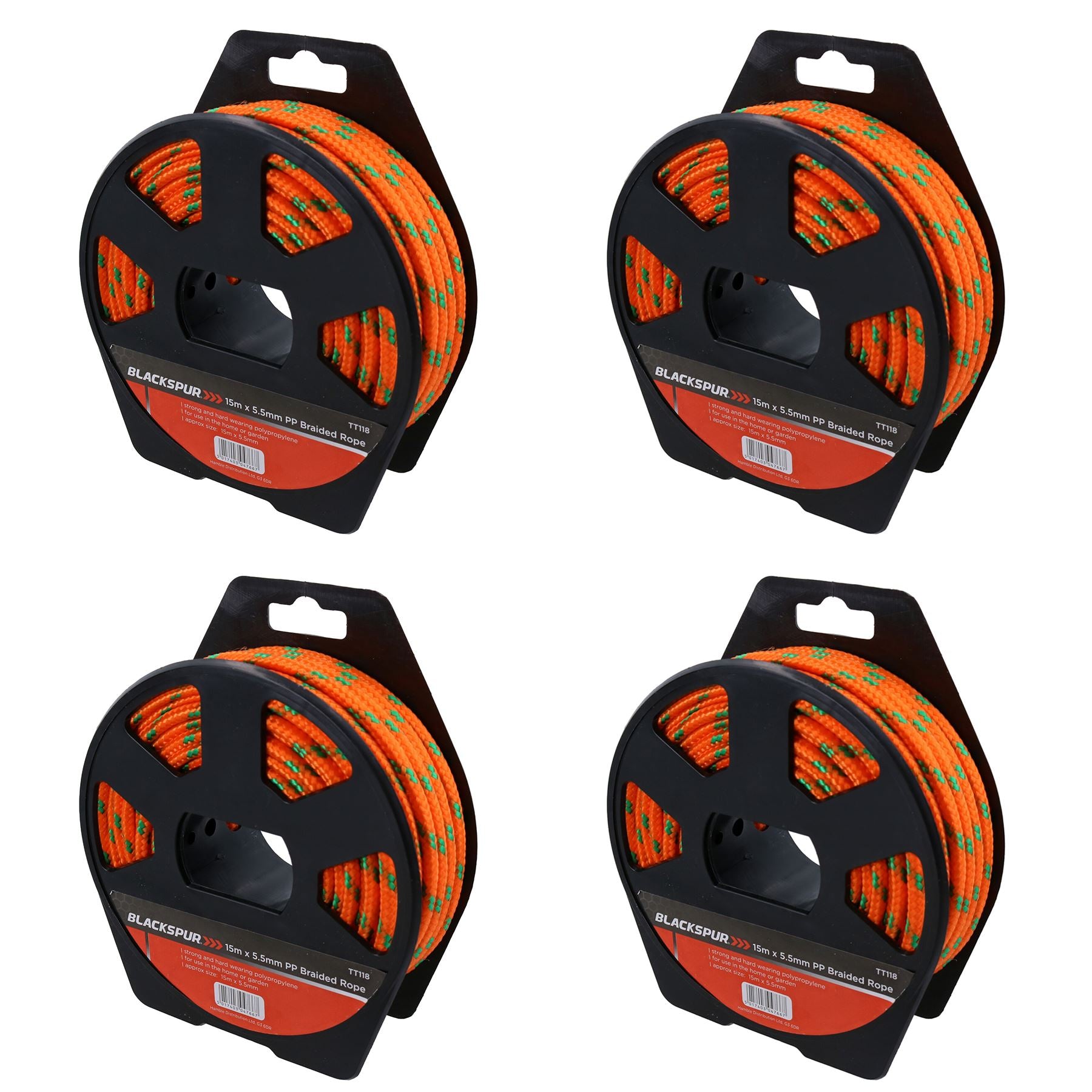 Corde tressée en polypropylène multi-usages de 5,5 mm x 15 mètres pour le camping et le jardinage