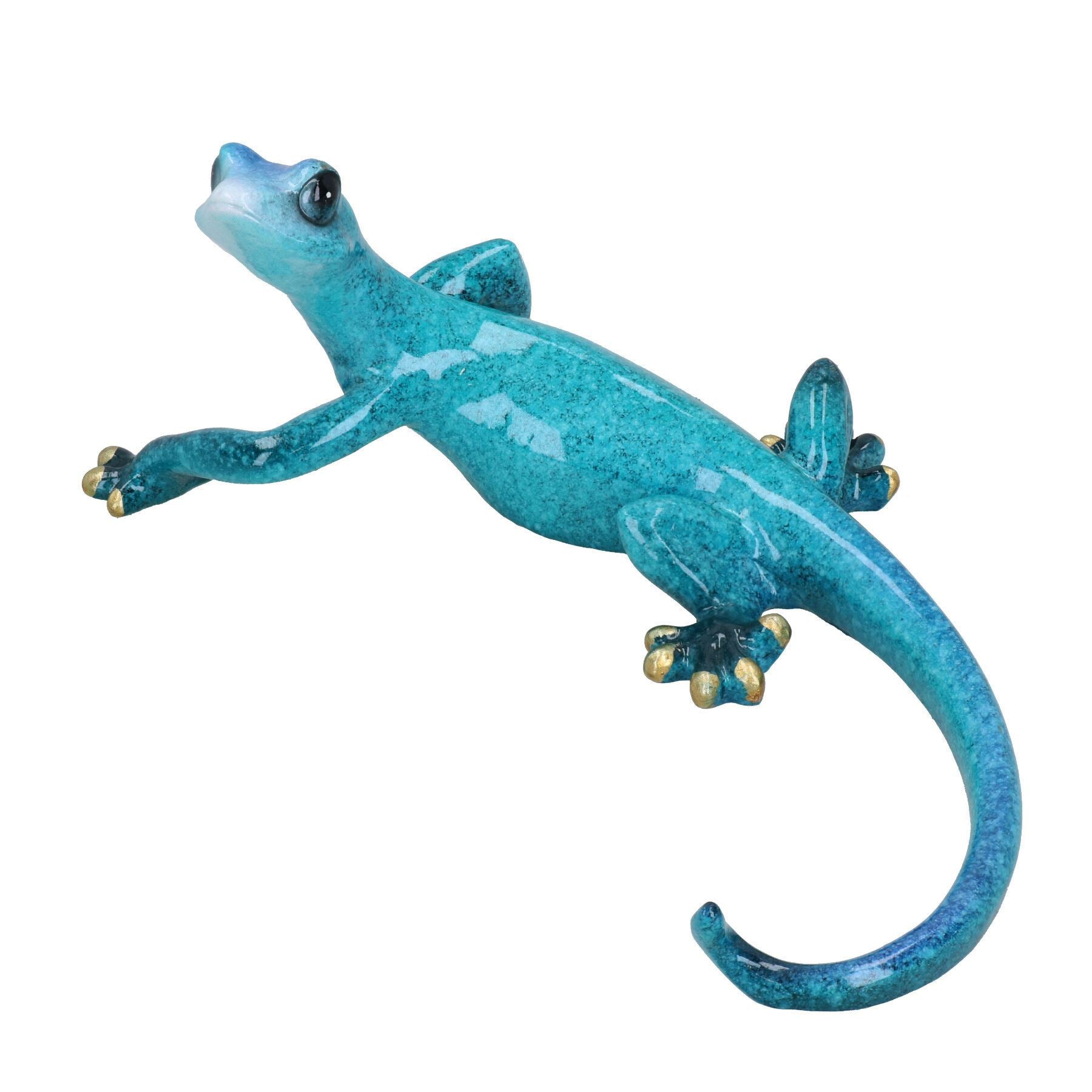 Blau gesprenkelte Gecko Eidechse Harz Wand Schuppen Skulptur Dekor Statue kleines Haus