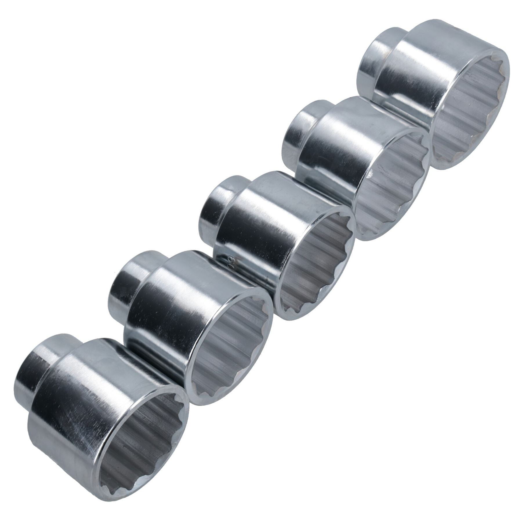 3/4"-Antrieb, flache Steckschlüsseleinsätze, metrisch, 55–70 mm, 5-teilig, Doppelsechskant, TE537