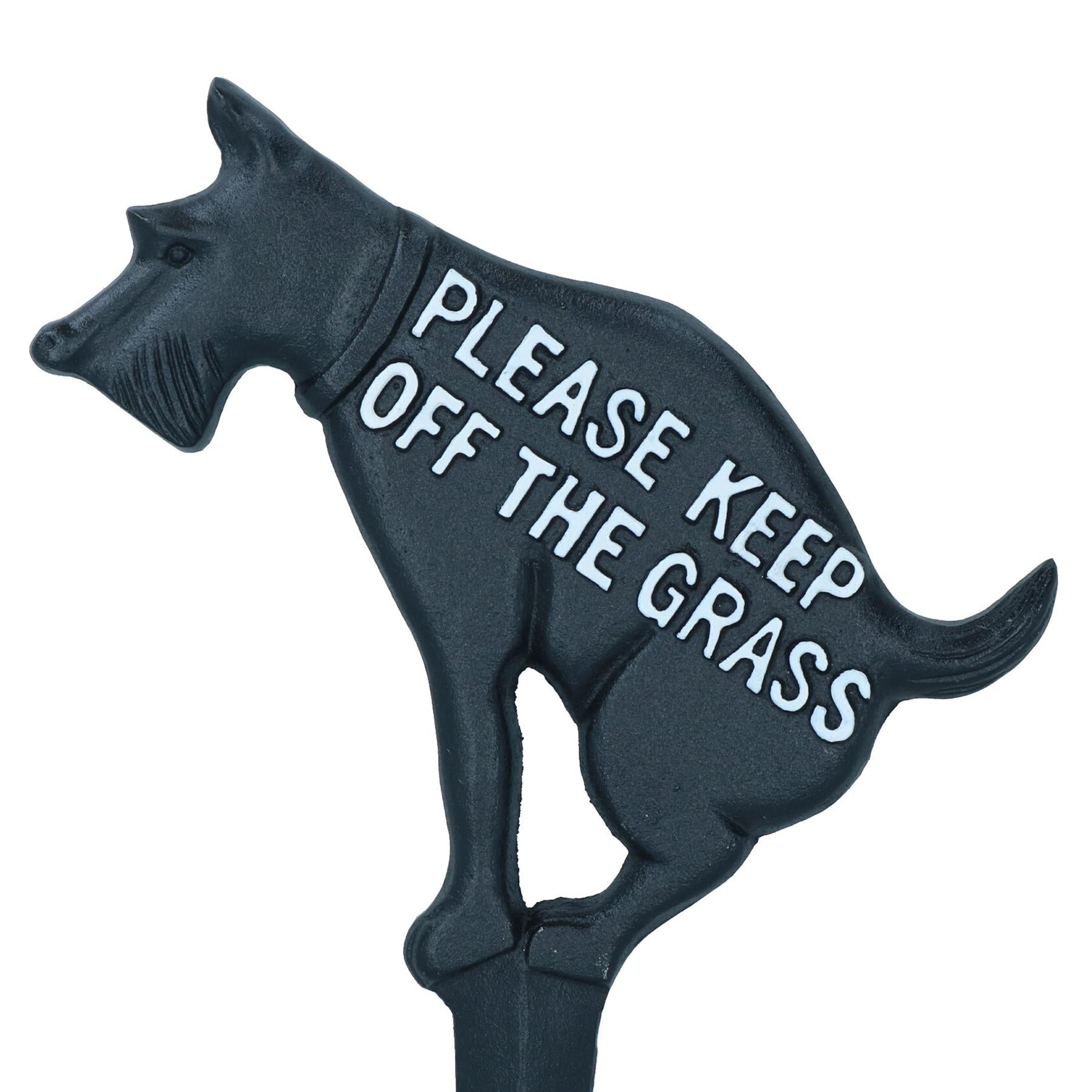 Keep Dog Off The Grass Warning Sign Plaque Stake Cast Iron Garden Yard Lawn