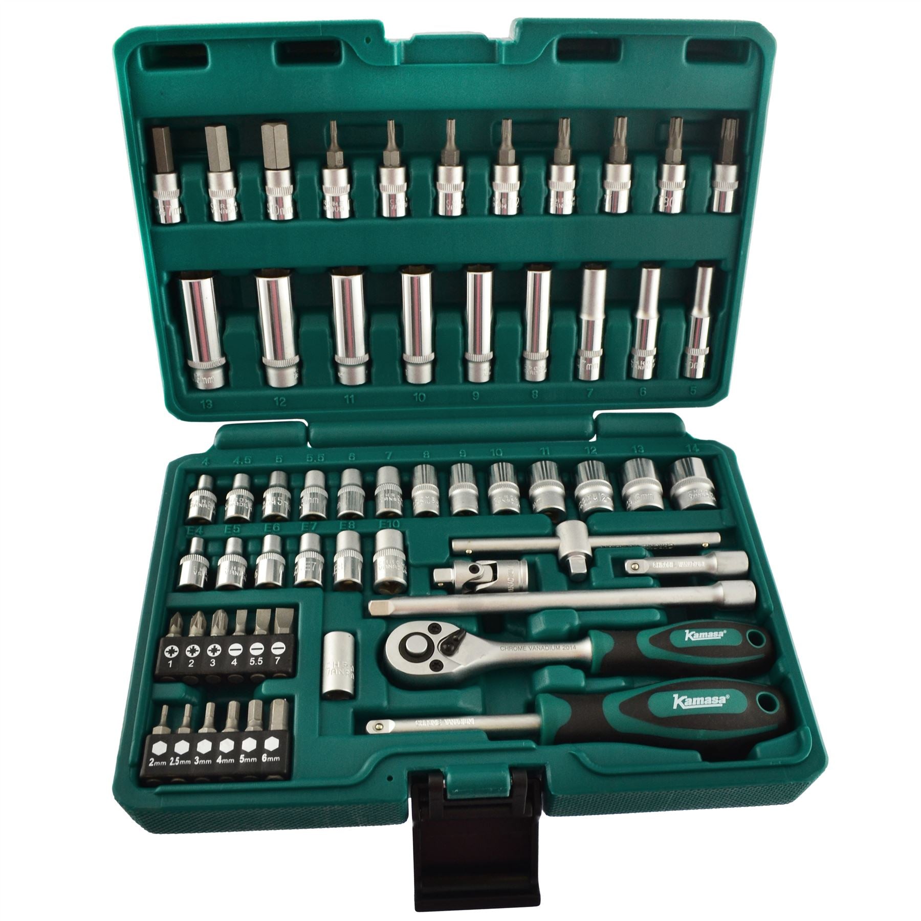 1/4"-Antrieb, metrisch, MM, Steckschlüssel- und Zubehörsatz, 58-teilig, 4–14 mm, LSR42