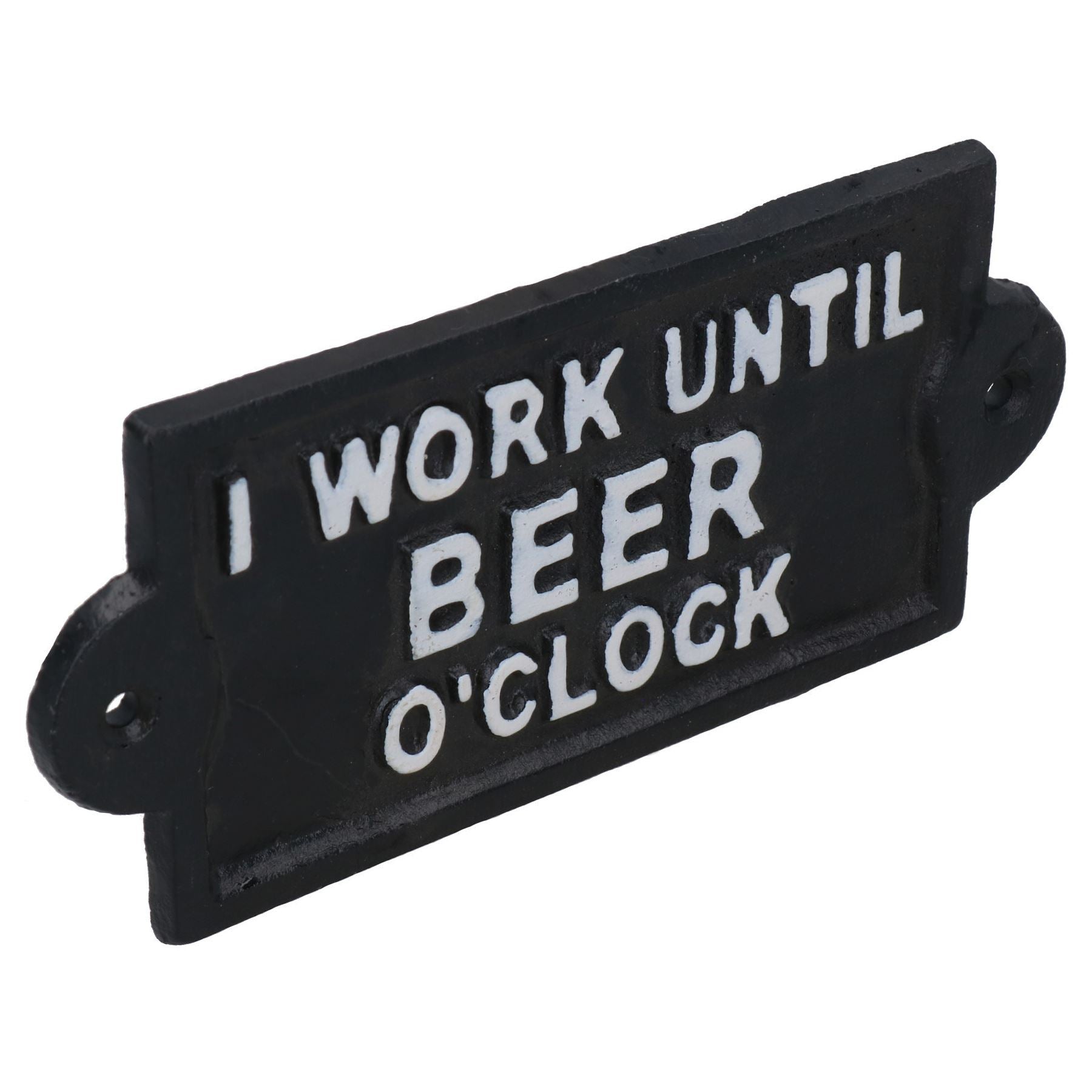 Plaque en fonte avec inscription « Je travaille jusqu'à l'heure de la bière » pour jardin, maison, mur, porte