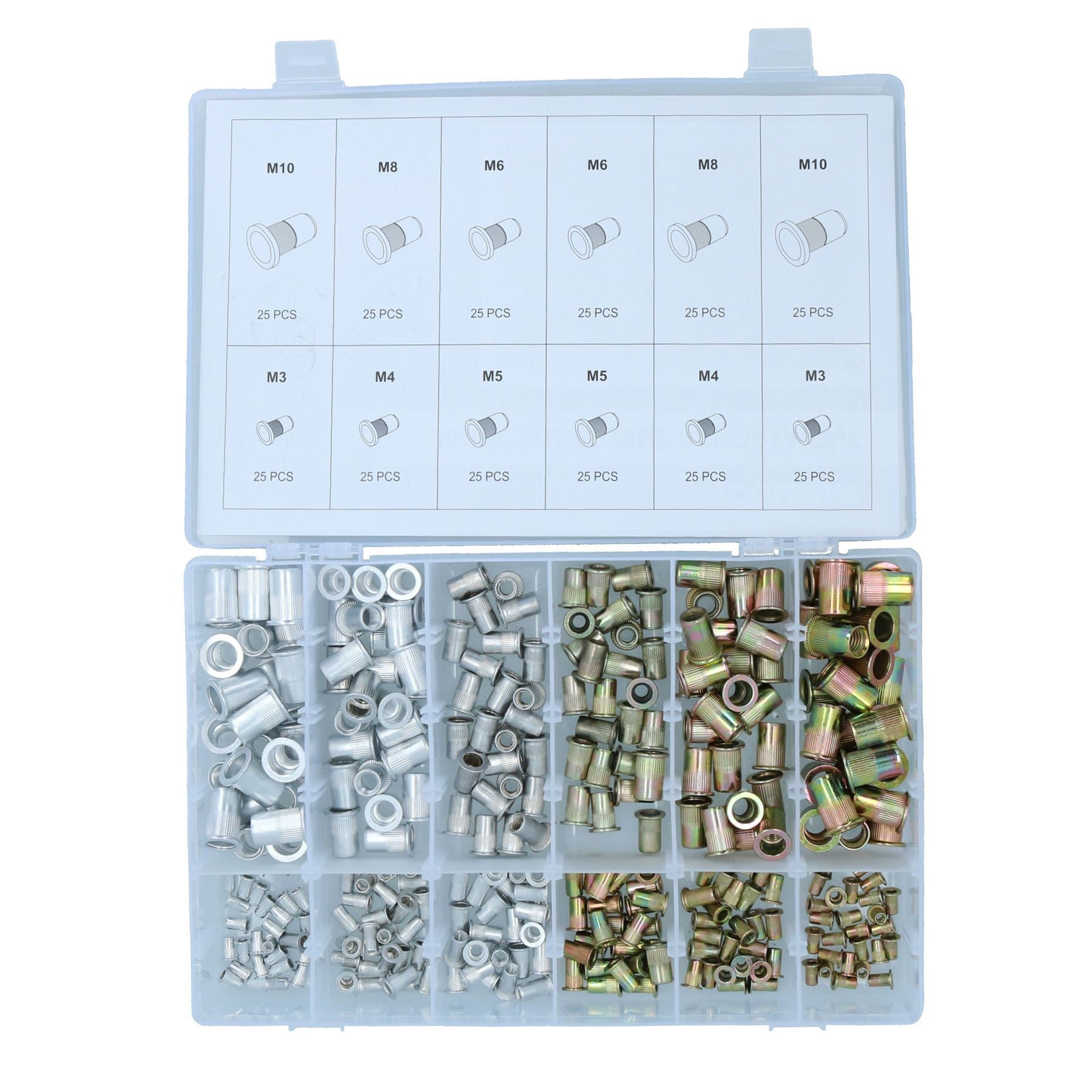 Lot de 300 écrous borgnes filetés en acier et aluminium de 3 à 10 mm