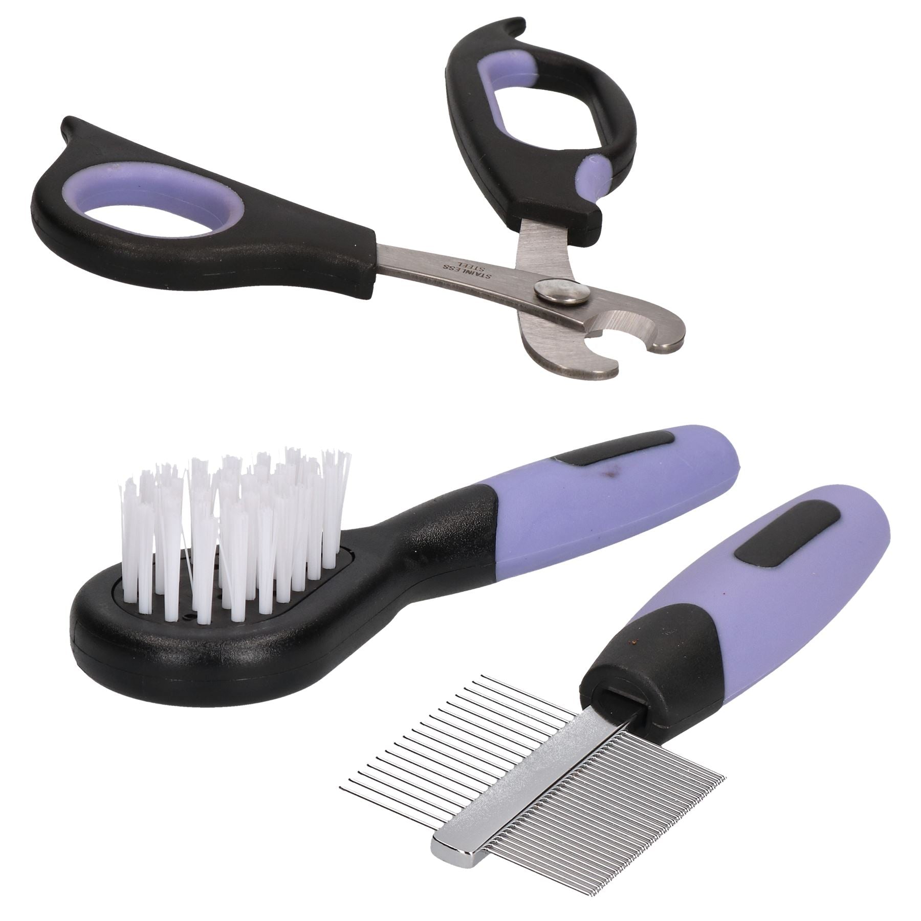 Kit de toilettage pour petits animaux avec coupe-griffes de luxe, brosse douce et peigne double face