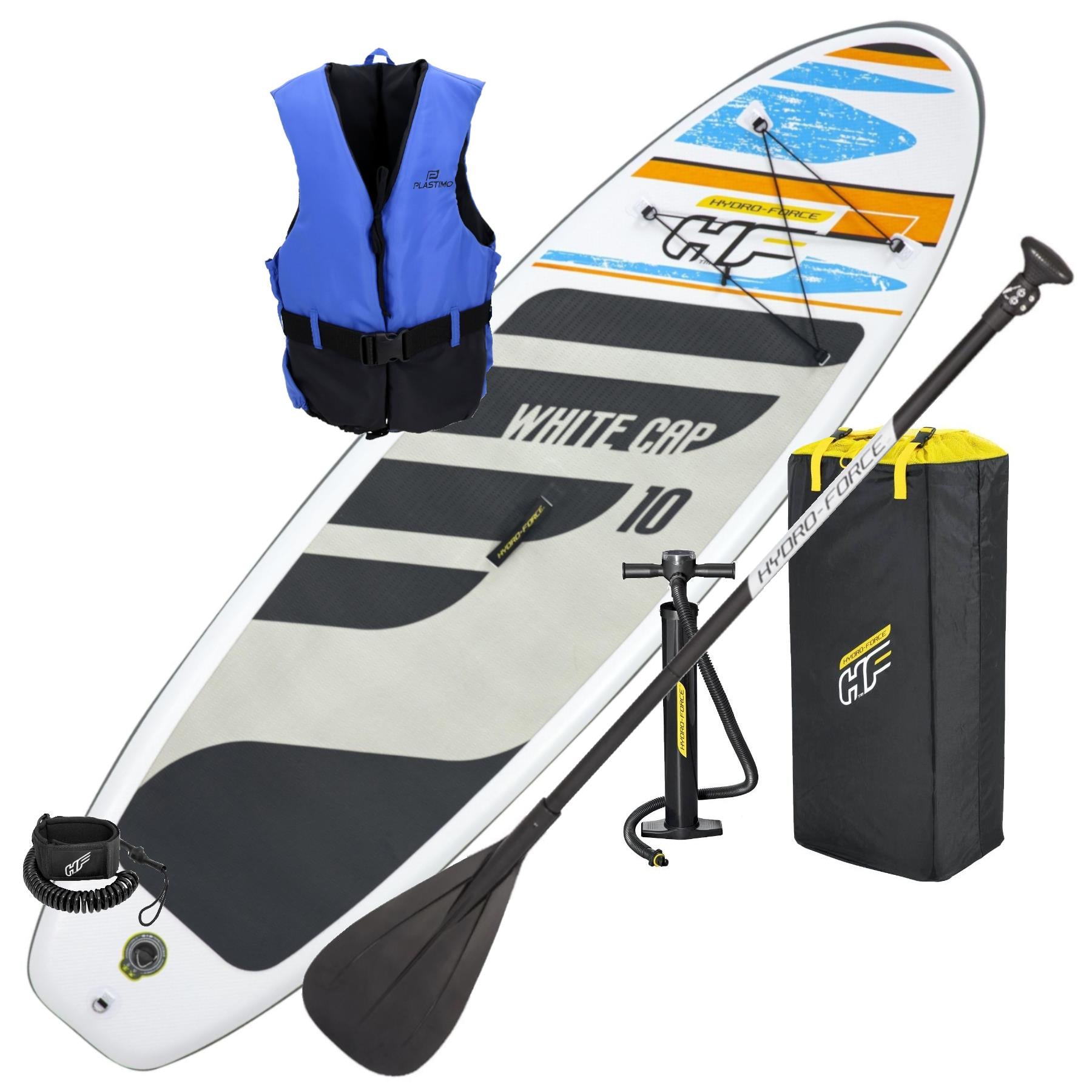 10ft Inflatable Stand Up Paddle Board 4.75" Hydro Force White Cap SUP Set