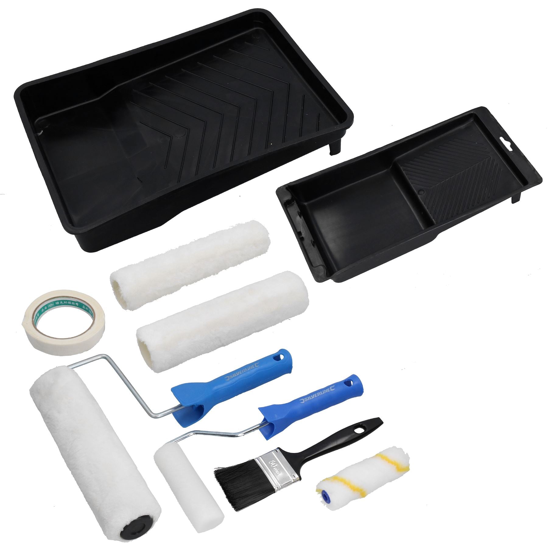 Kit de 11 rouleaux pour décoration de 100 mm et 230 mm + pinceaux à peindre