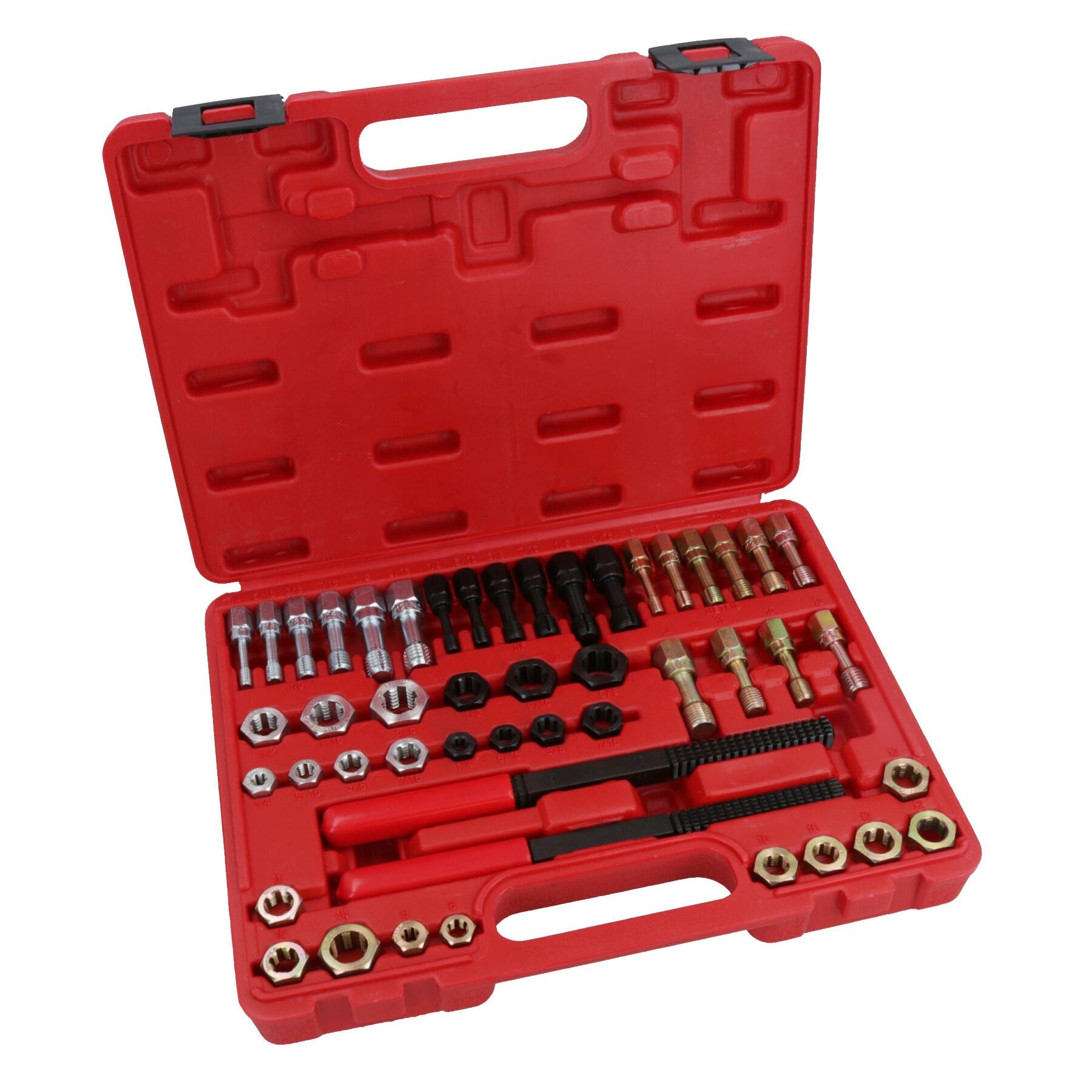 Kit de tarauds et filières de refiletage UNF UNC métriques + impériaux 48 pièces M6 - M14 1/4 po - 5/8 po