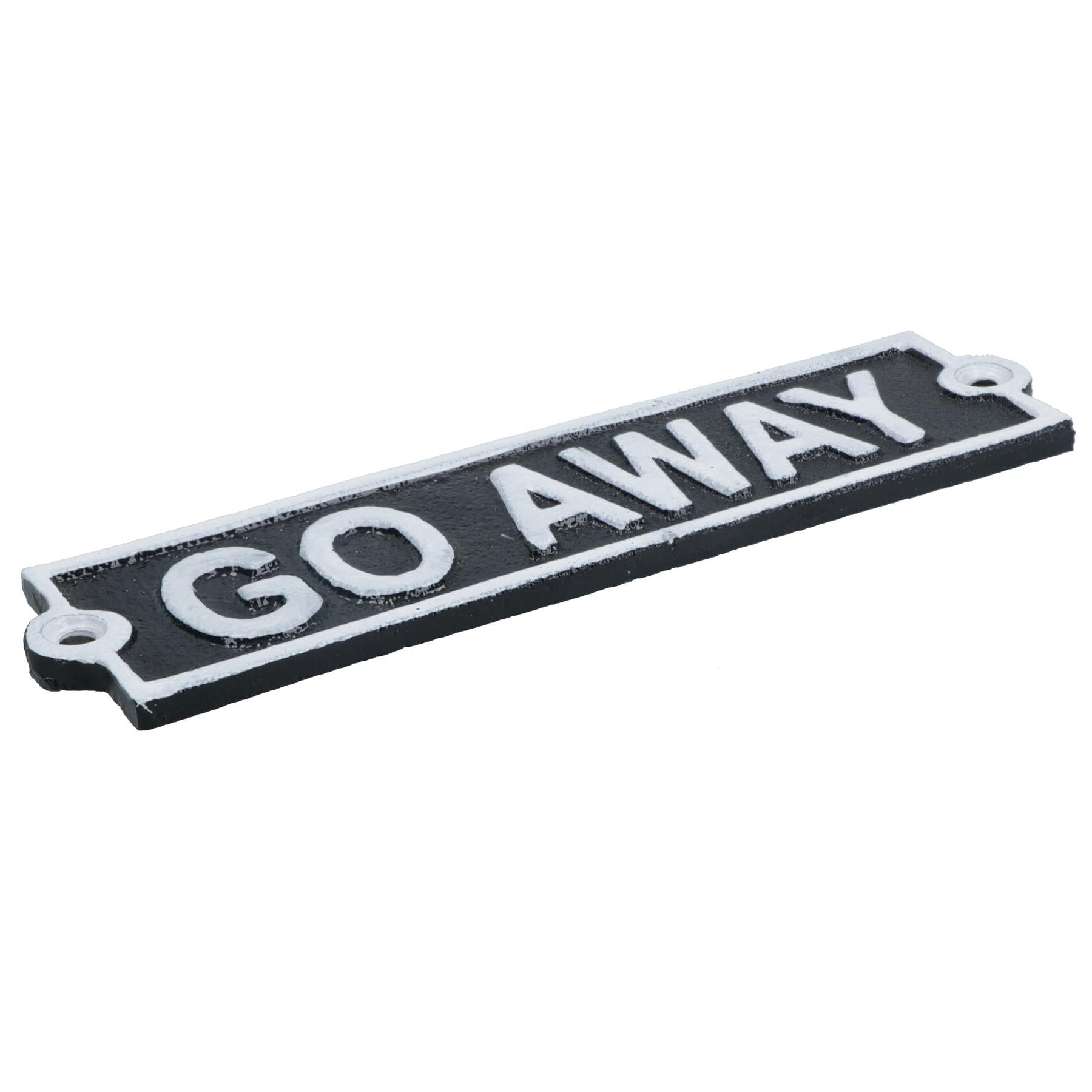 Go Away Cast Iron Sign Plaque Door Wall House Home Gate Garden Yard Post