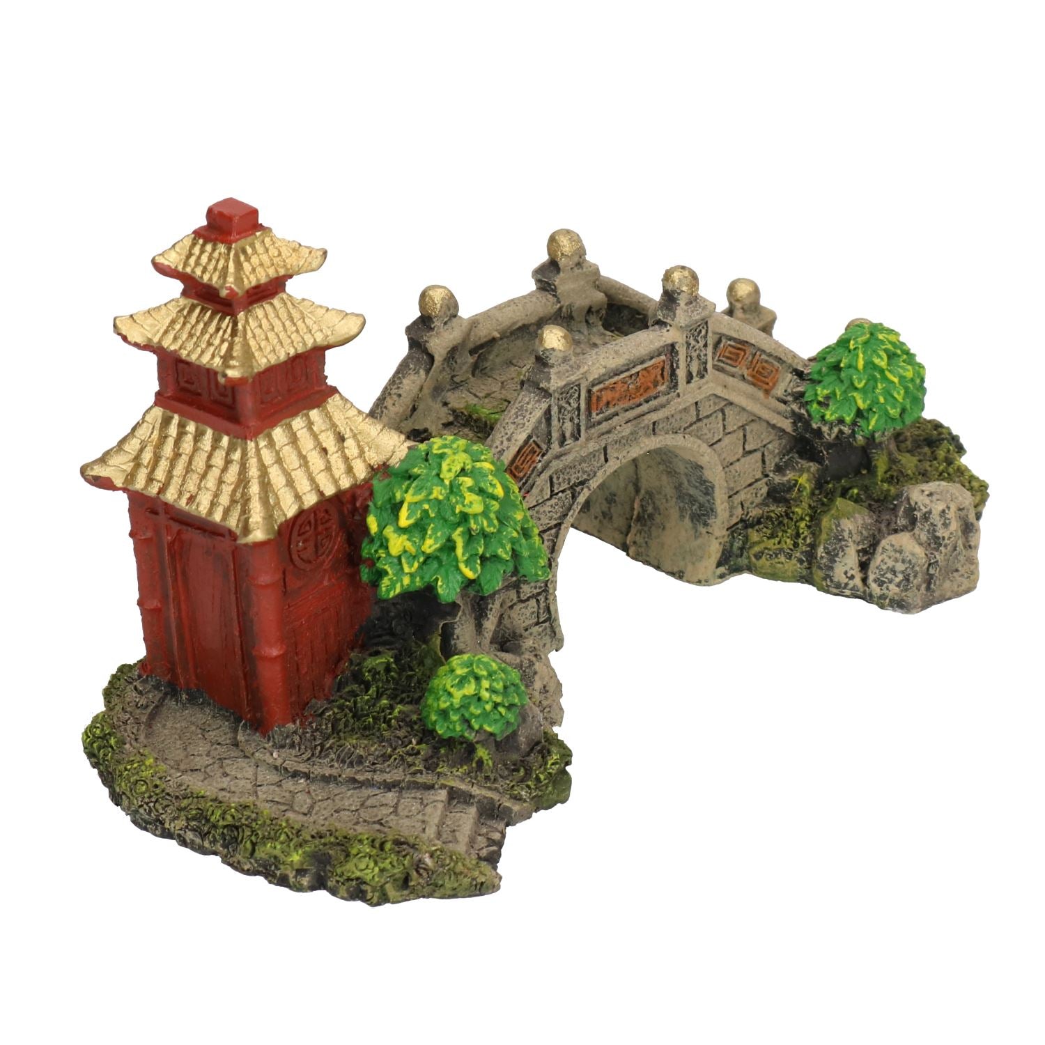 Décoration d'aquarium aquatique Pont de jardin japonais Ornement d'aquarium 15x8x8cm