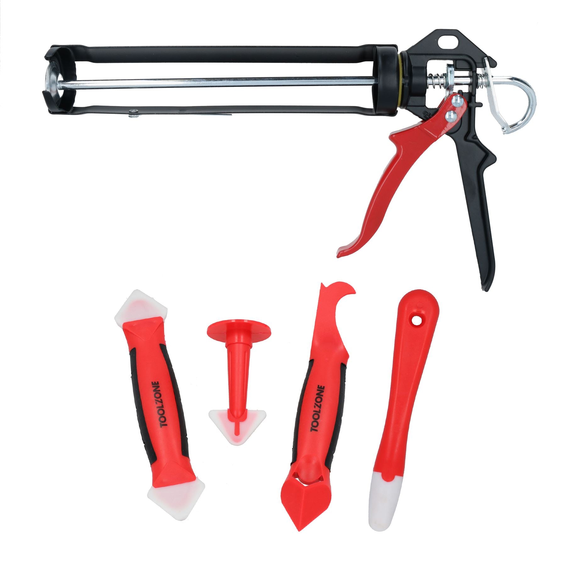 Ensemble d'outils de mastic silicone 5 pièces, grattoir, épandeur et pistolet à calfeutrer Skelton, mastic