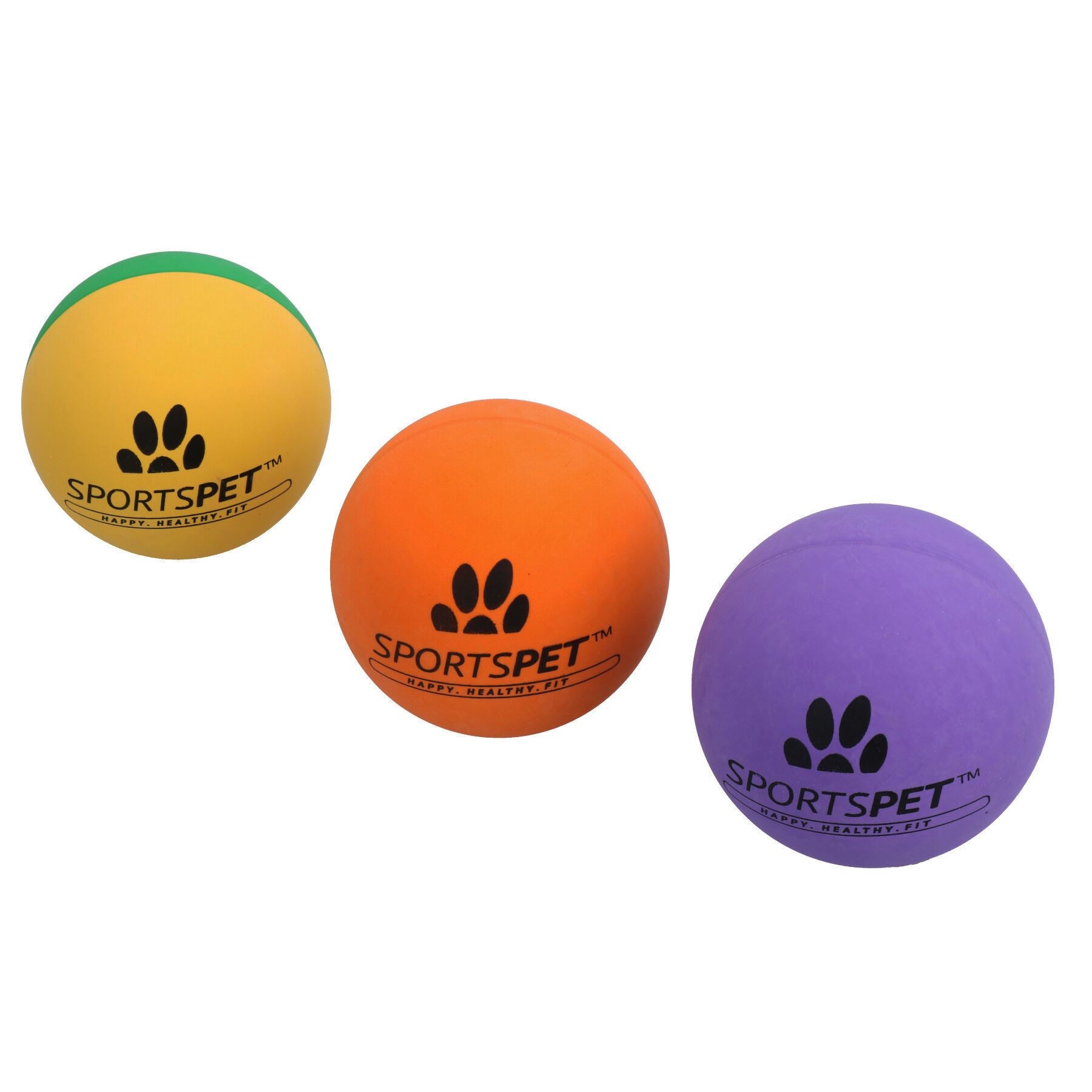 Lot de 3 balles en caoutchouc non toxiques de qualité supérieure à rebond élevé pour chien et animal de compagnie