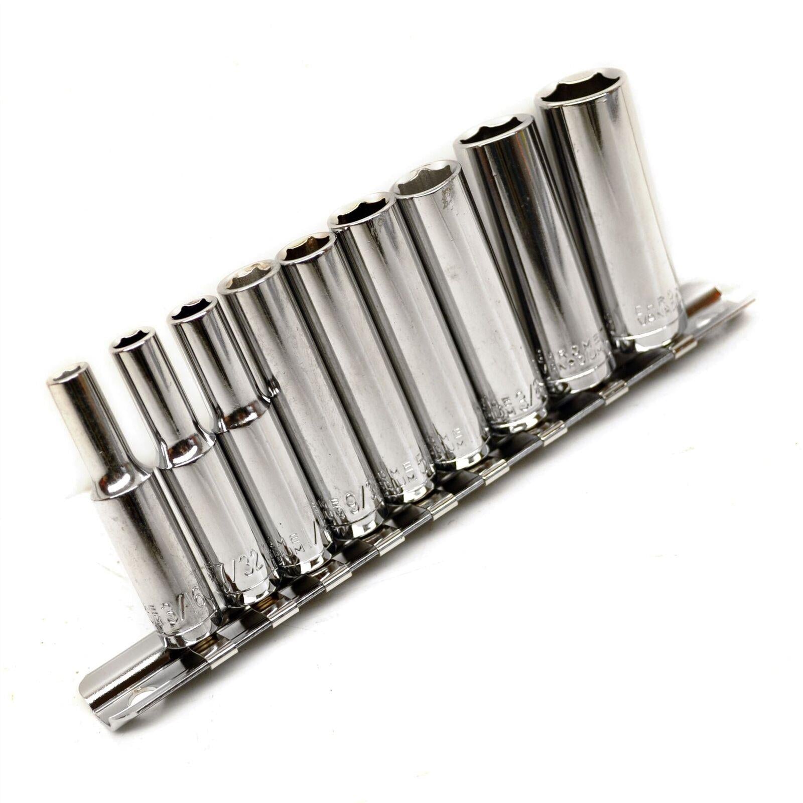 Douilles profondes impériales SAE AF 1/4" 3/8" et 1/2" 3/16" - 1" 28 pièces 6 côtés